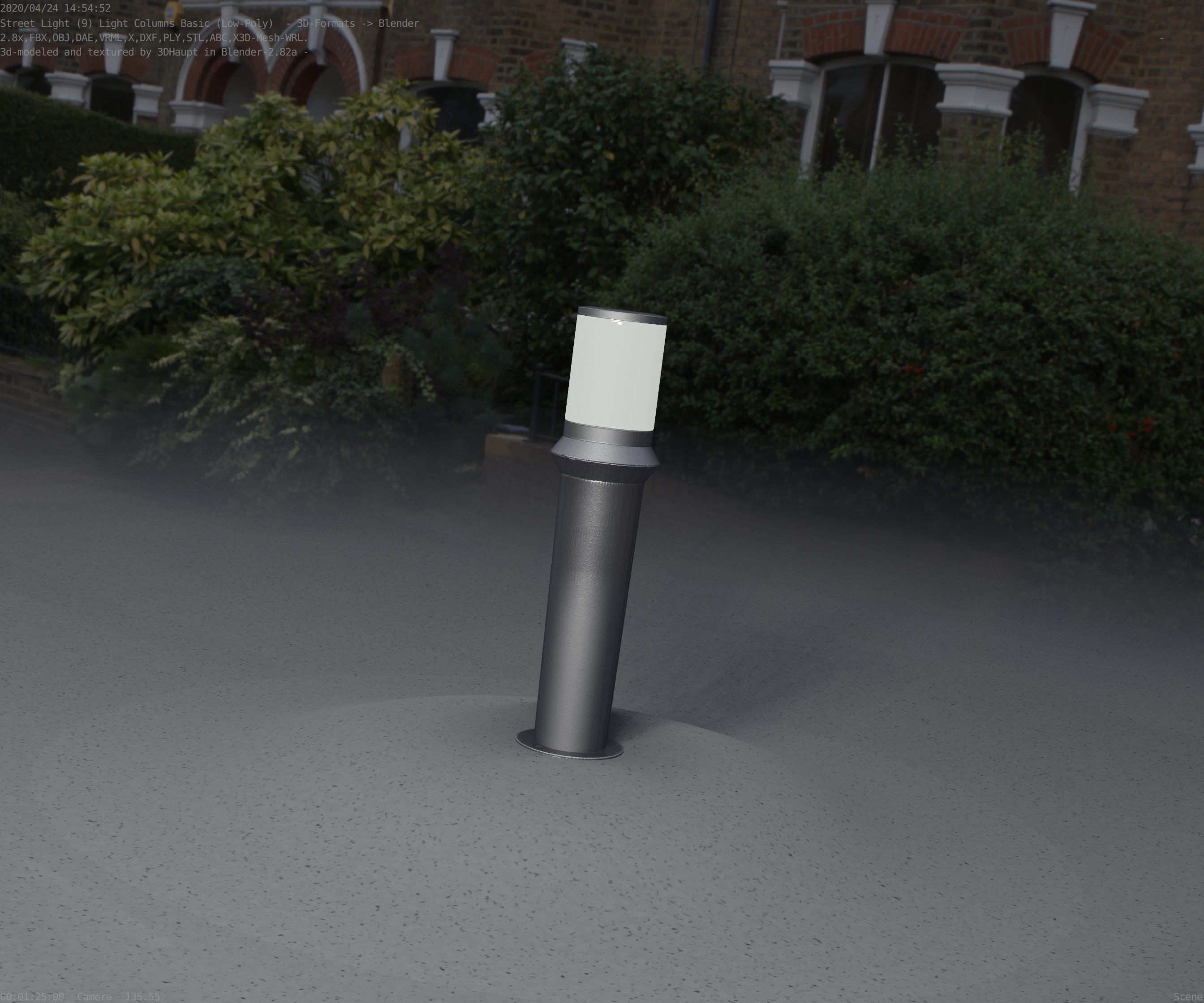 Low-Poly Basic Light Column 21 - Street Light Set-9 Low-poly 3D model_49