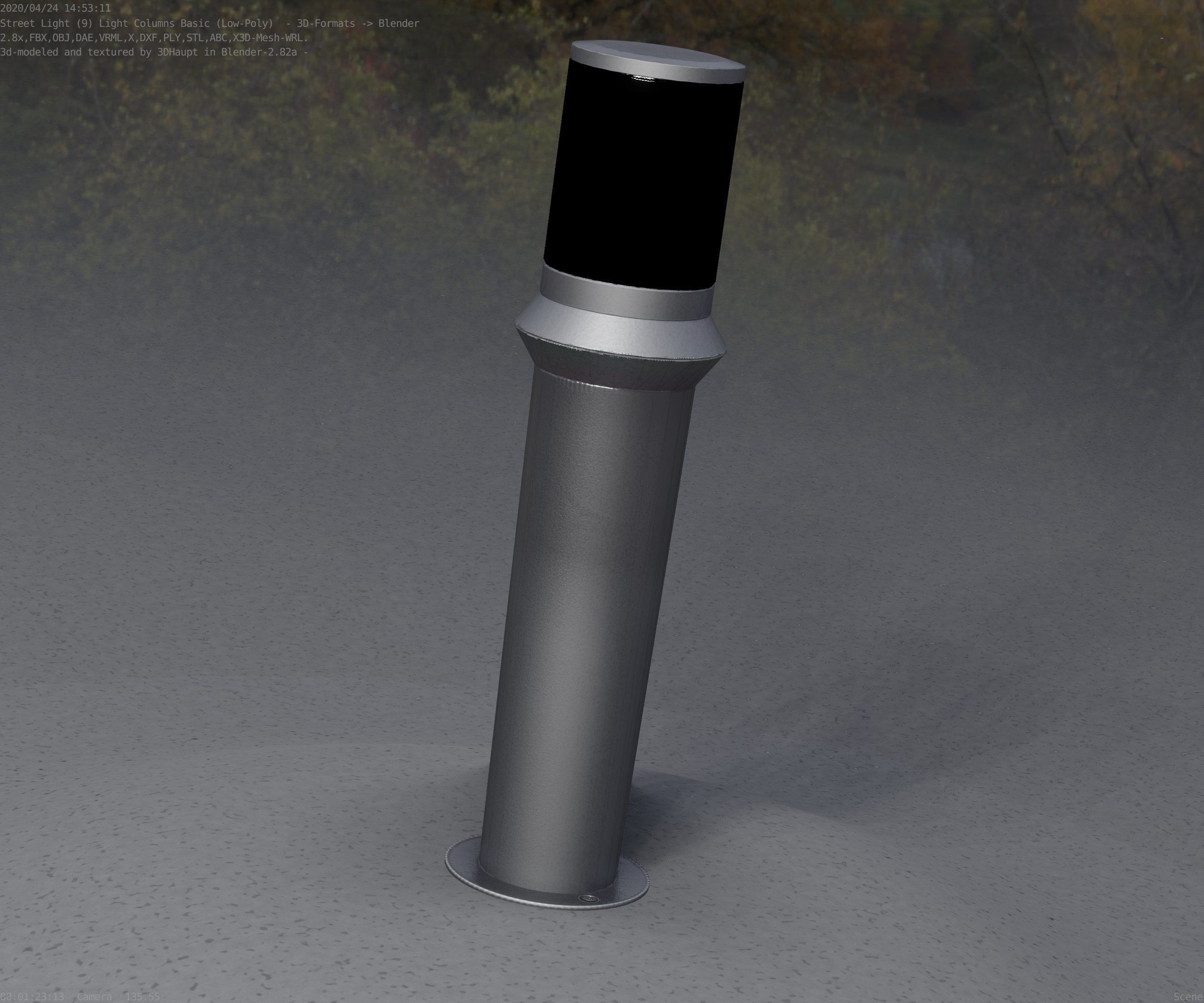 Low-Poly Basic Light Column 21 - Street Light Set-9 Low-poly 3D model_7