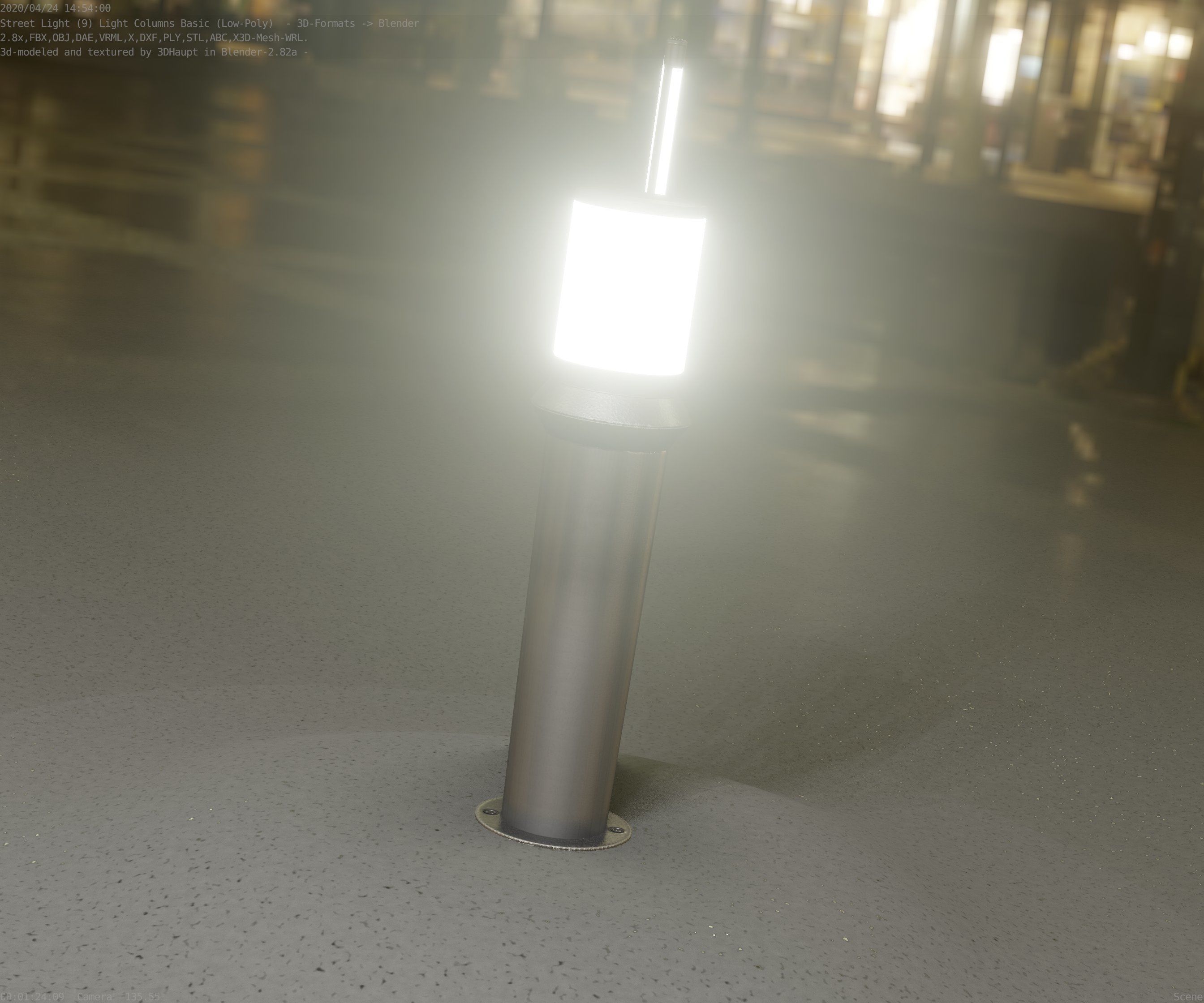 Low-Poly Basic Light Column 21 - Street Light Set-9 Low-poly 3D model_27