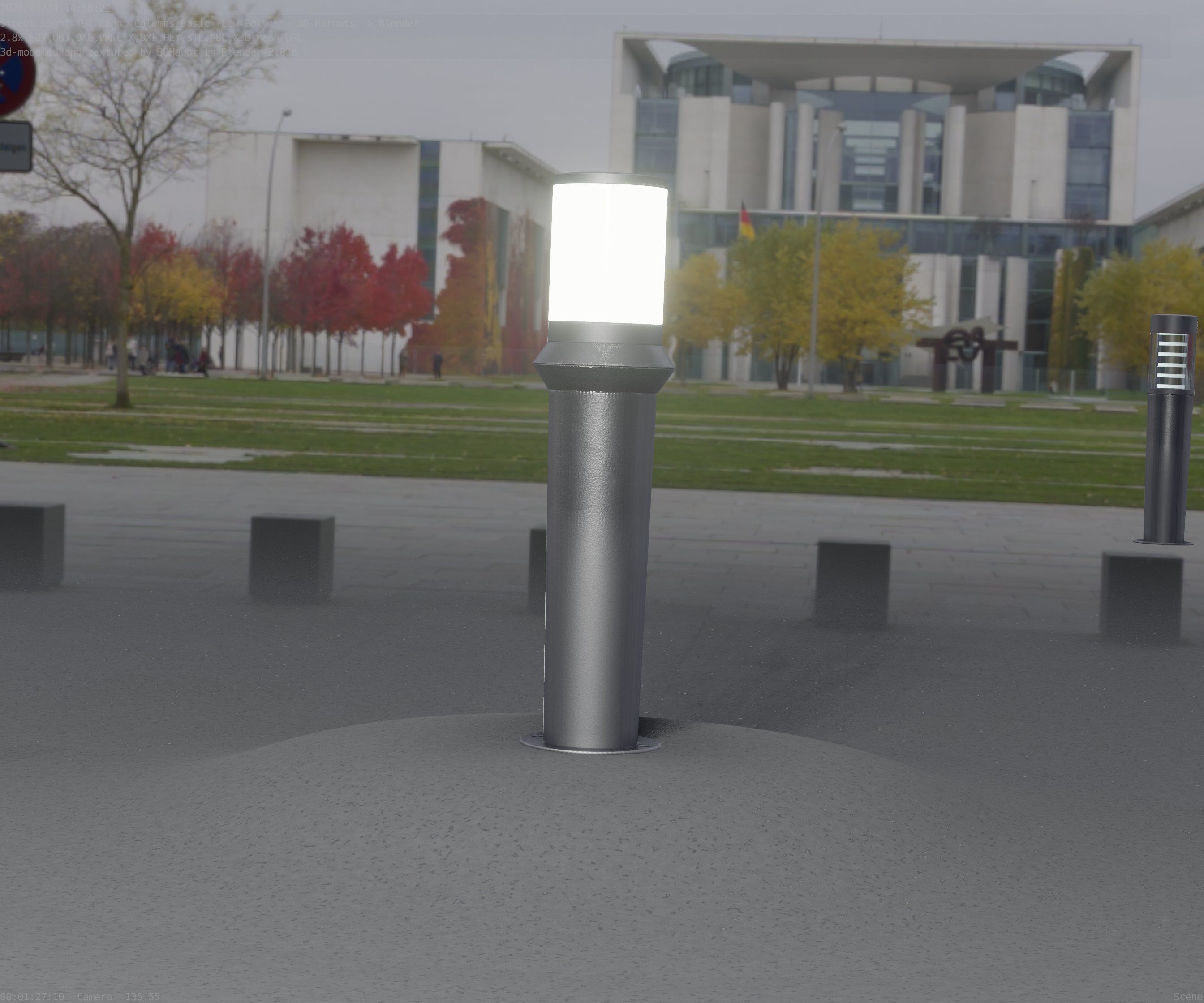 Low-Poly Basic Light Column 21 - Street Light Set-9 Low-poly 3D model_98