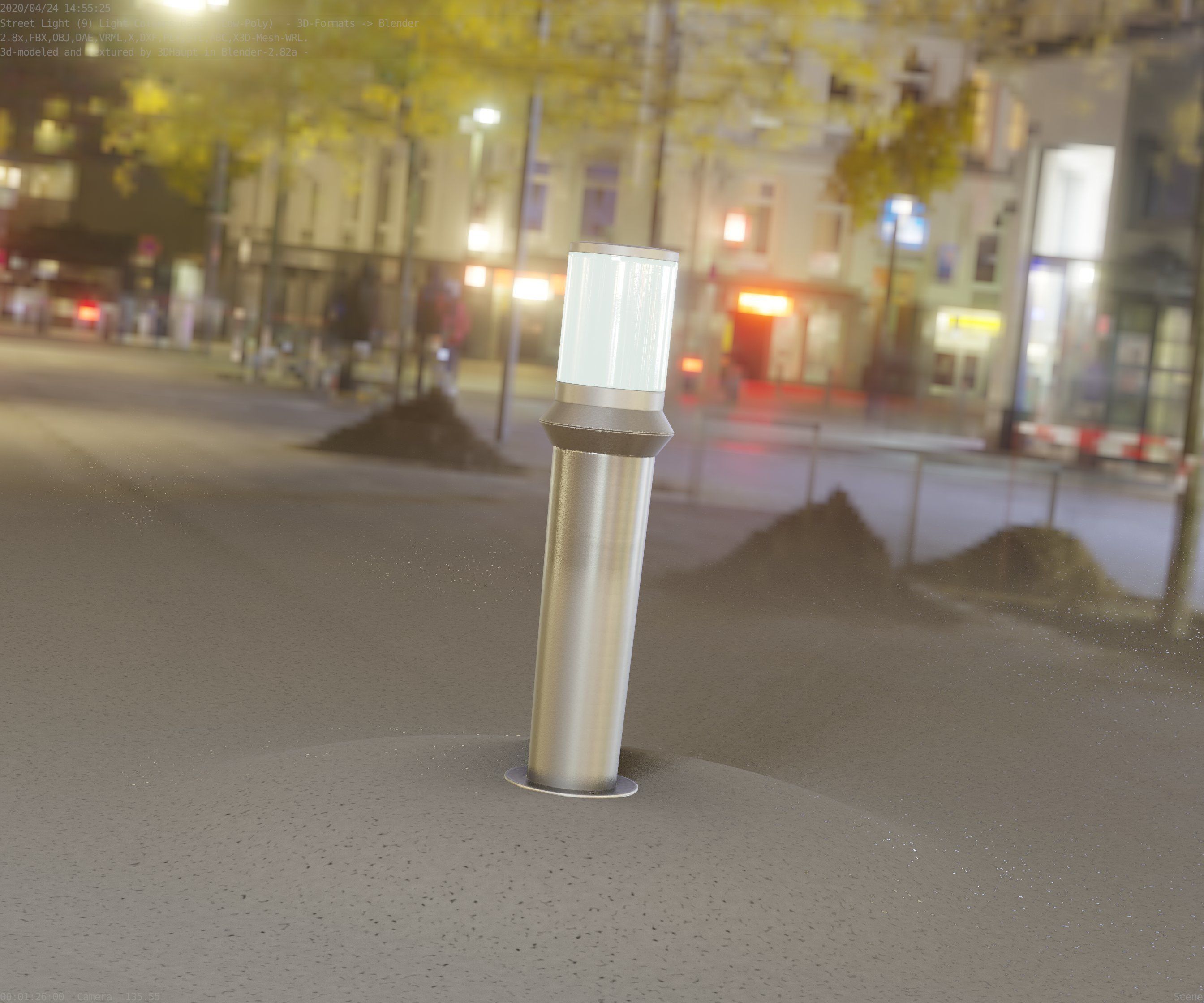 Low-Poly Basic Light Column 21 - Street Light Set-9 Low-poly 3D model_65