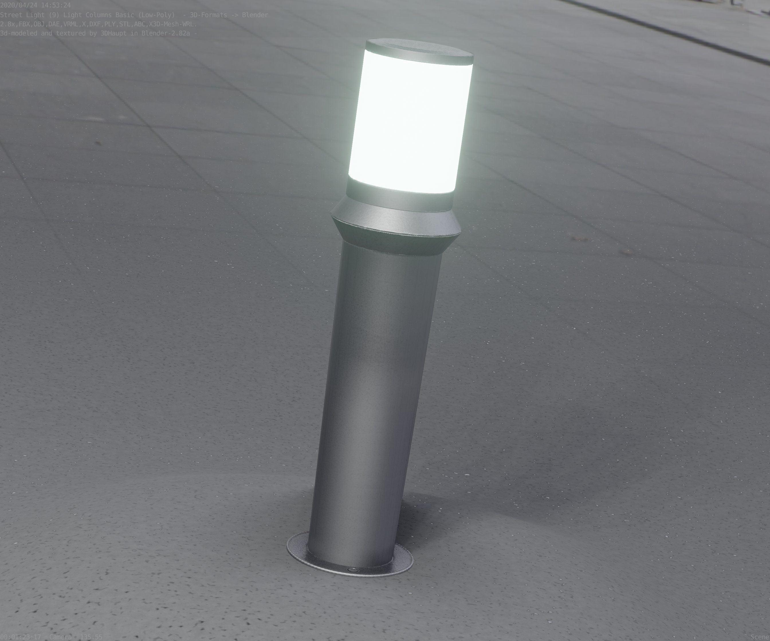 Low-Poly Basic Light Column 21 - Street Light Set-9 Low-poly 3D model_11