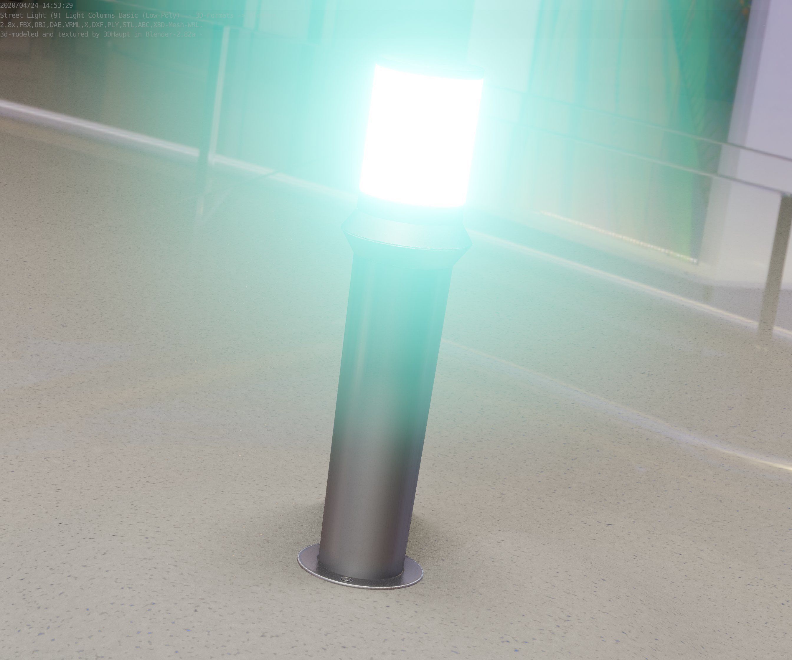 Low-Poly Basic Light Column 21 - Street Light Set-9 Low-poly 3D model_14