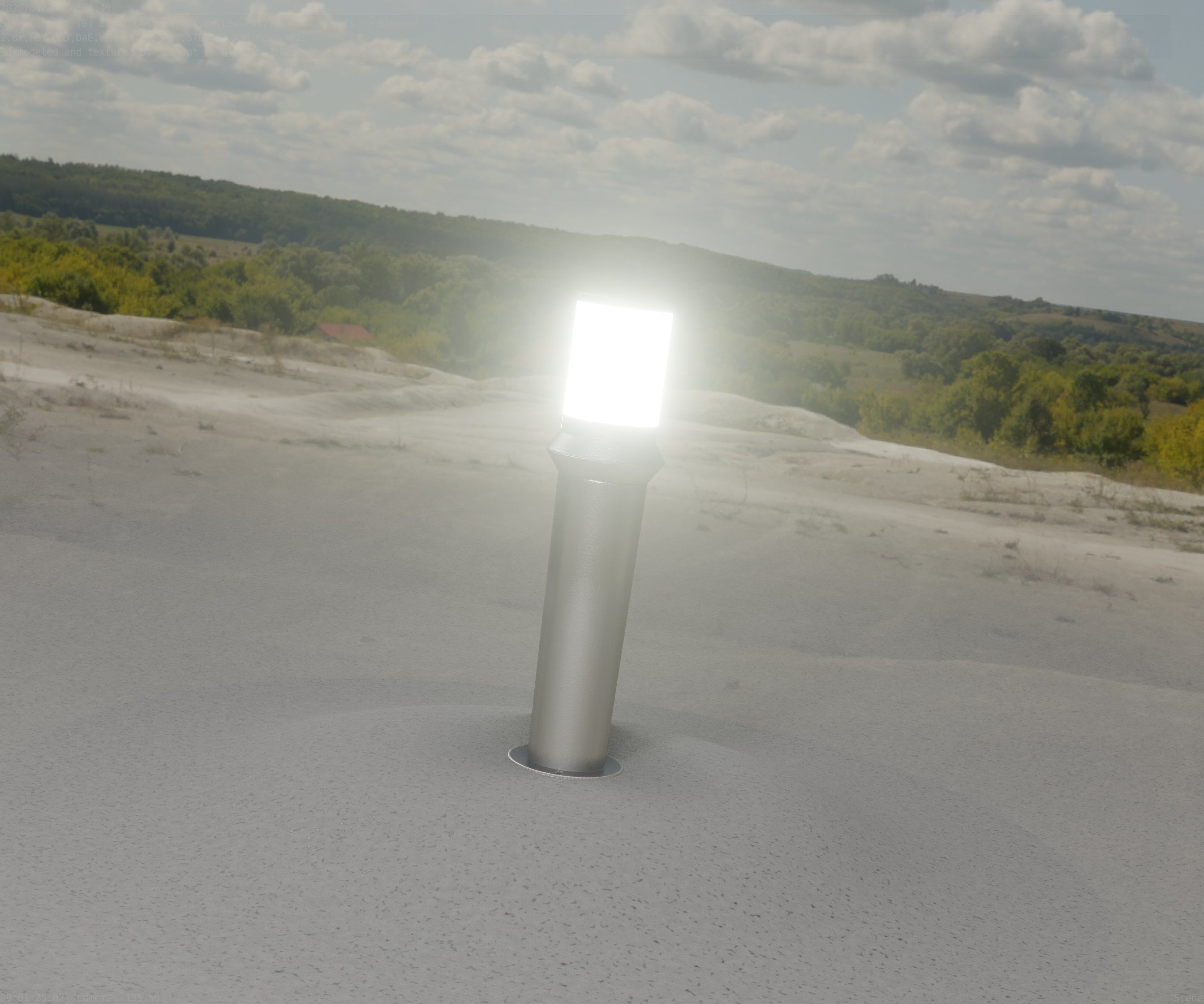 Low-Poly Basic Light Column 21 - Street Light Set-9 Low-poly 3D model_43