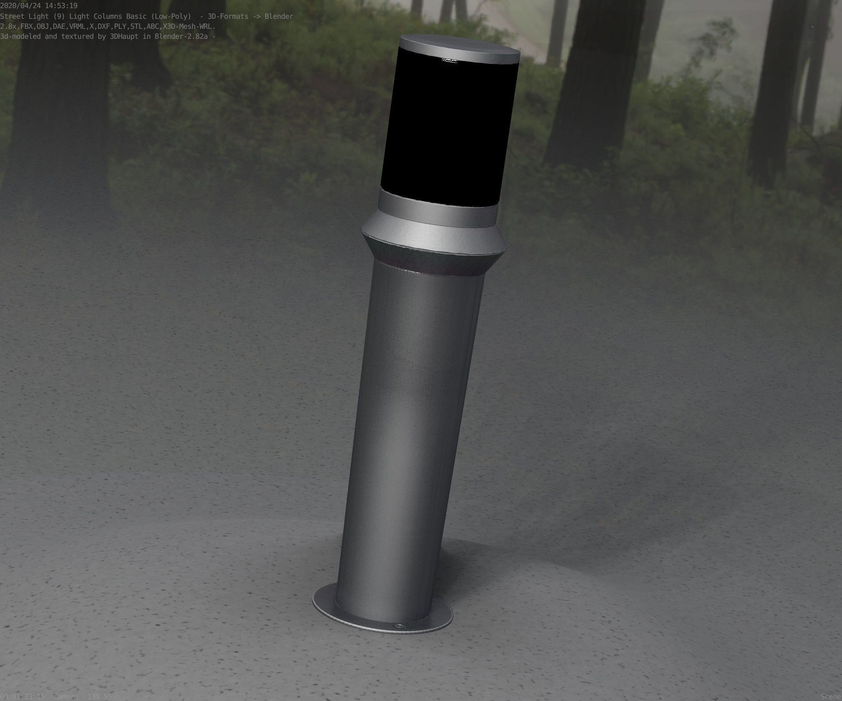 Low-Poly Basic Light Column 21 - Street Light Set-9 Low-poly 3D model_9