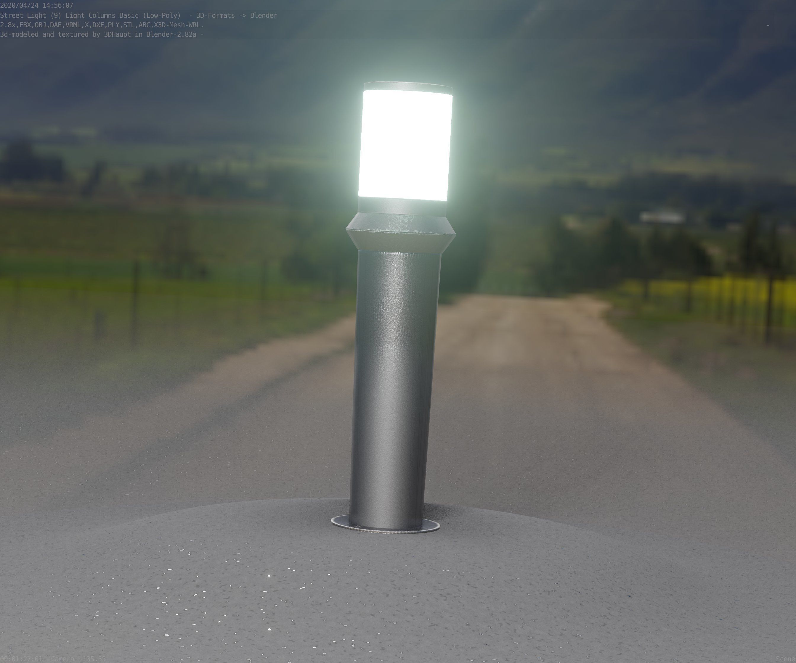 Low-Poly Basic Light Column 21 - Street Light Set-9 Low-poly 3D model_89
