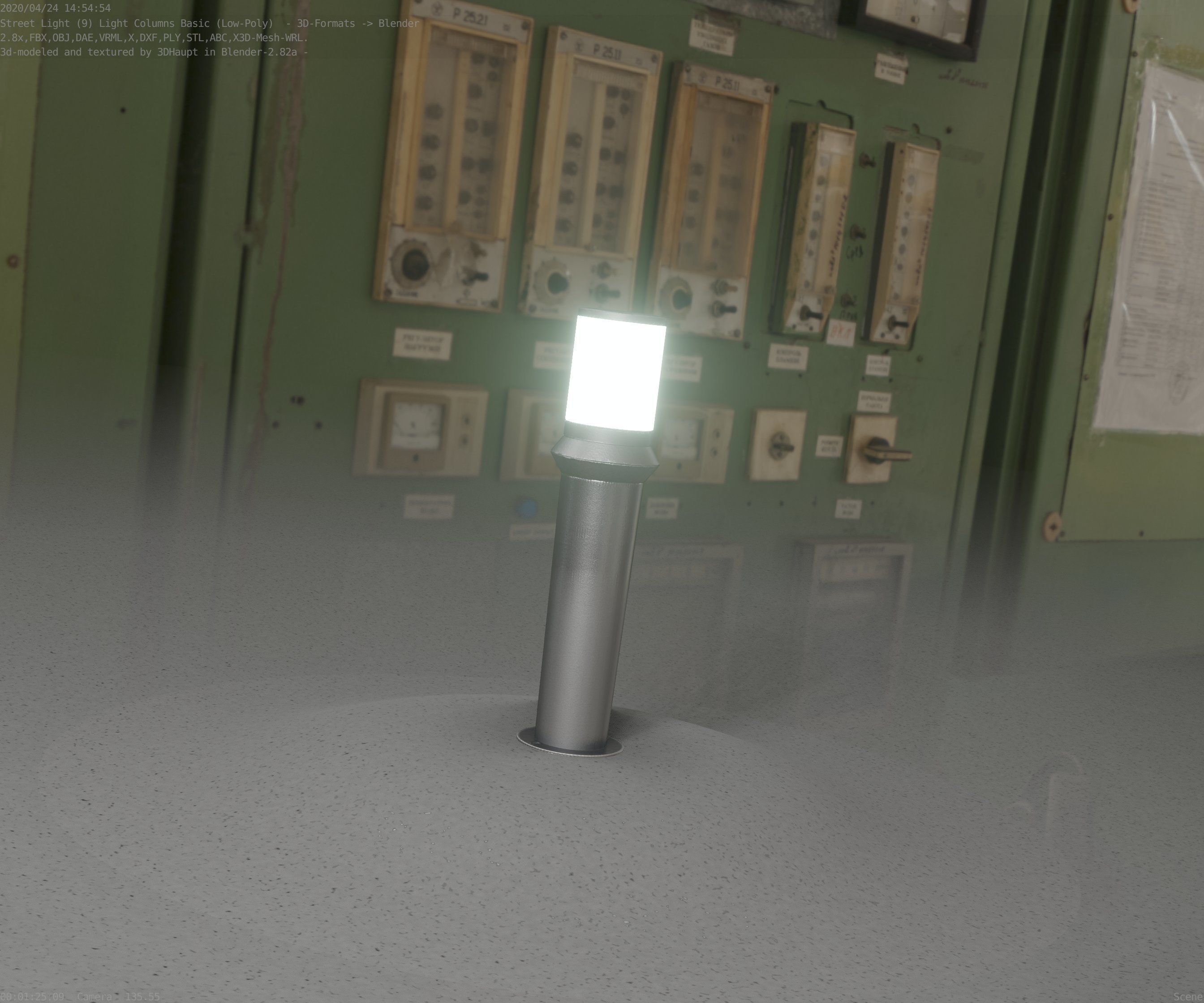 Low-Poly Basic Light Column 21 - Street Light Set-9 Low-poly 3D model_50