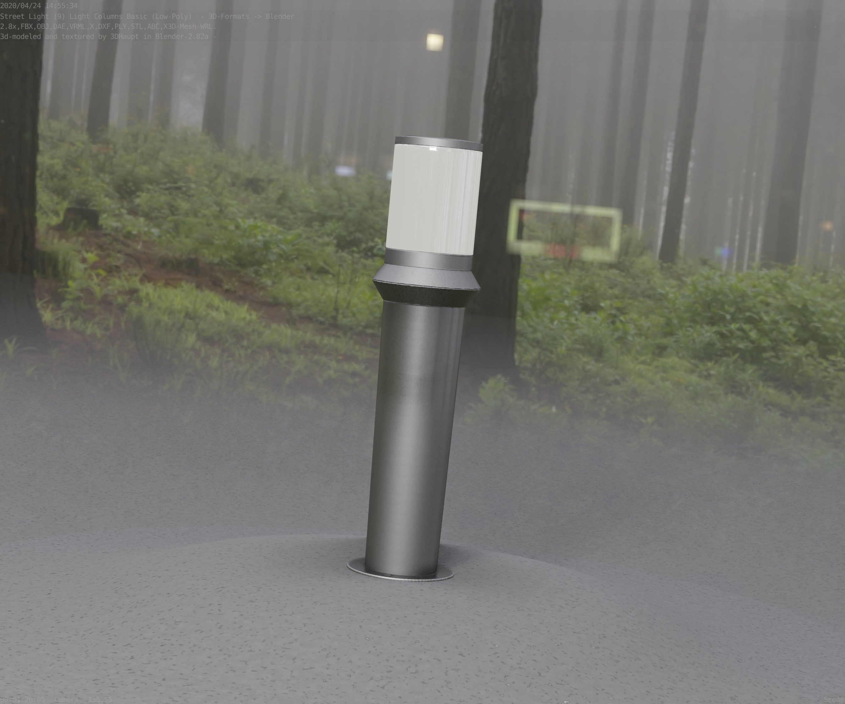 Low-Poly Basic Light Column 21 - Street Light Set-9 Low-poly 3D model_70