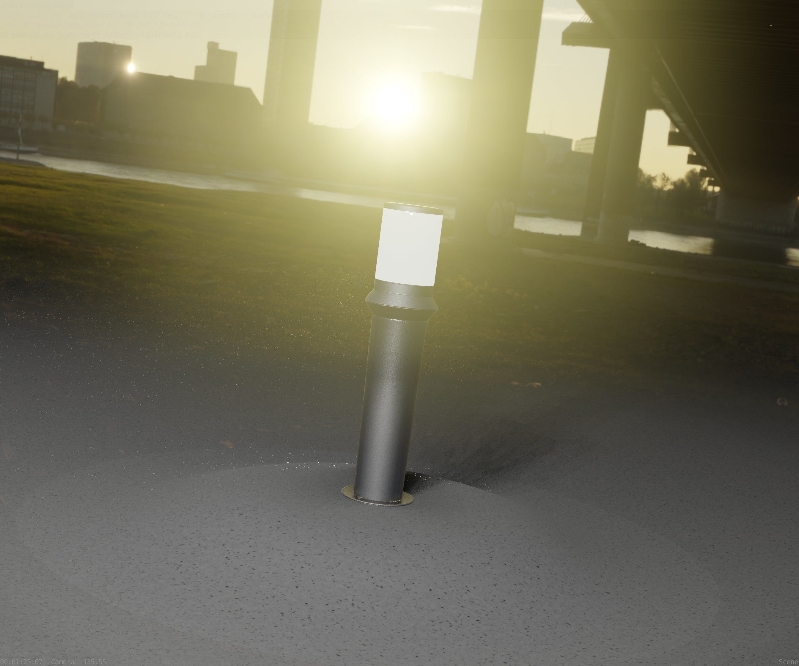 Low-Poly Basic Light Column 21 - Street Light Set-9 Low-poly 3D model_48