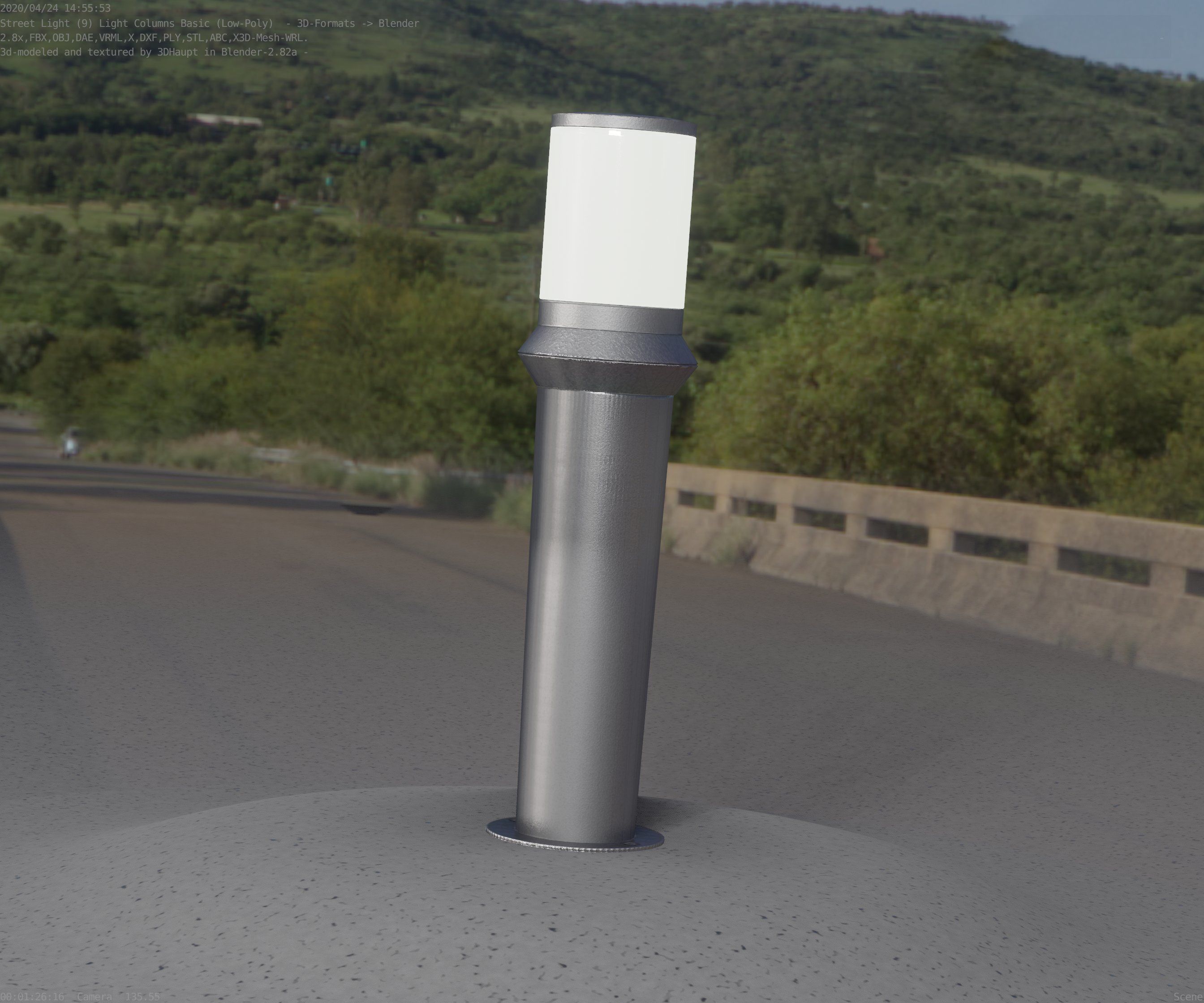 Low-Poly Basic Light Column 21 - Street Light Set-9 Low-poly 3D model_81