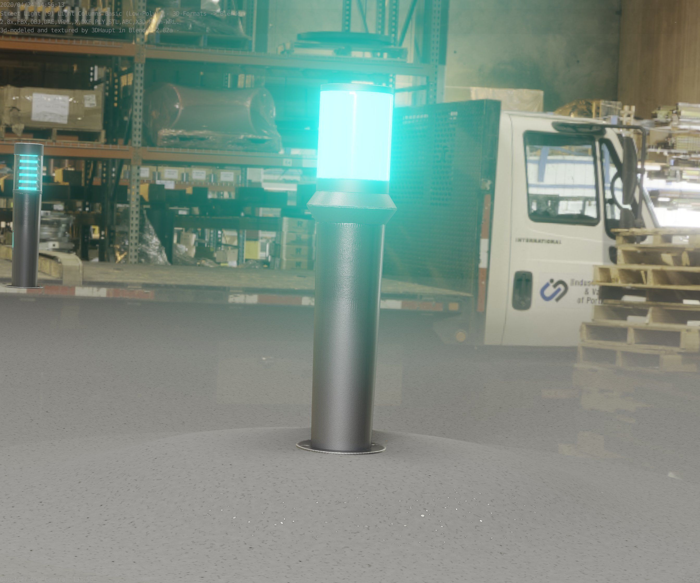 Low-Poly Basic Light Column 21 - Street Light Set-9 Low-poly 3D model_93