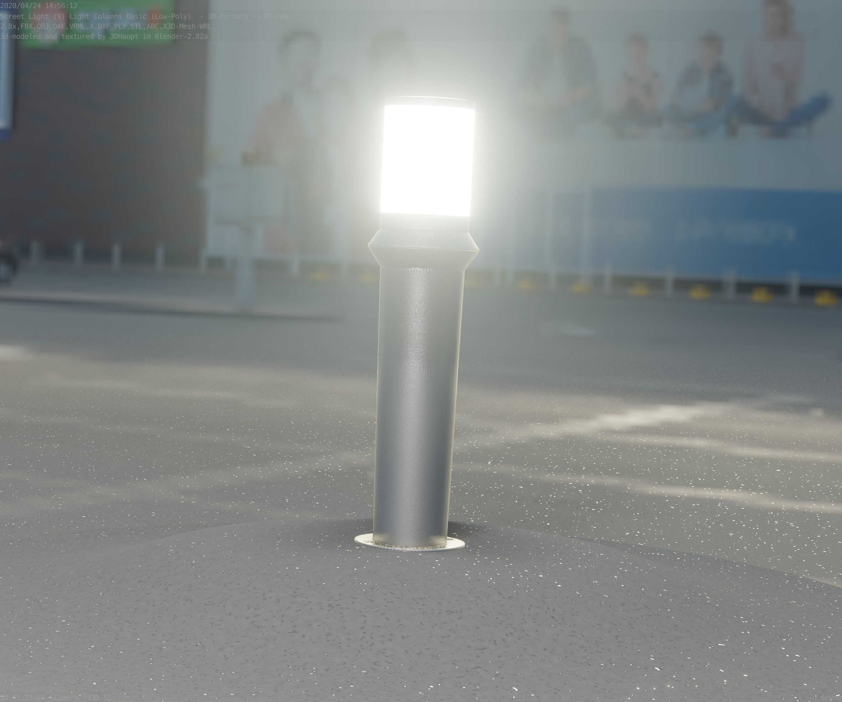 Low-Poly Basic Light Column 21 - Street Light Set-9 Low-poly 3D model_92