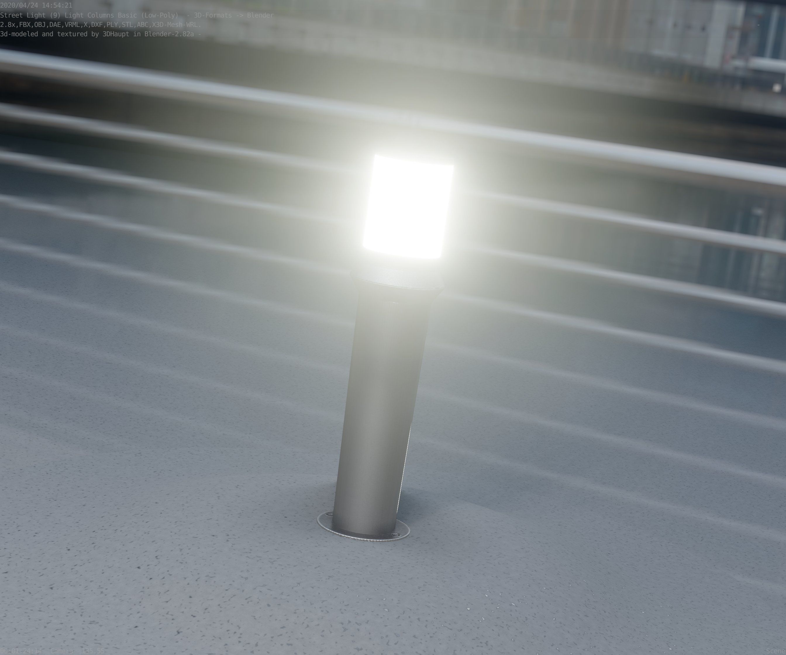 Low-Poly Basic Light Column 21 - Street Light Set-9 Low-poly 3D model_32