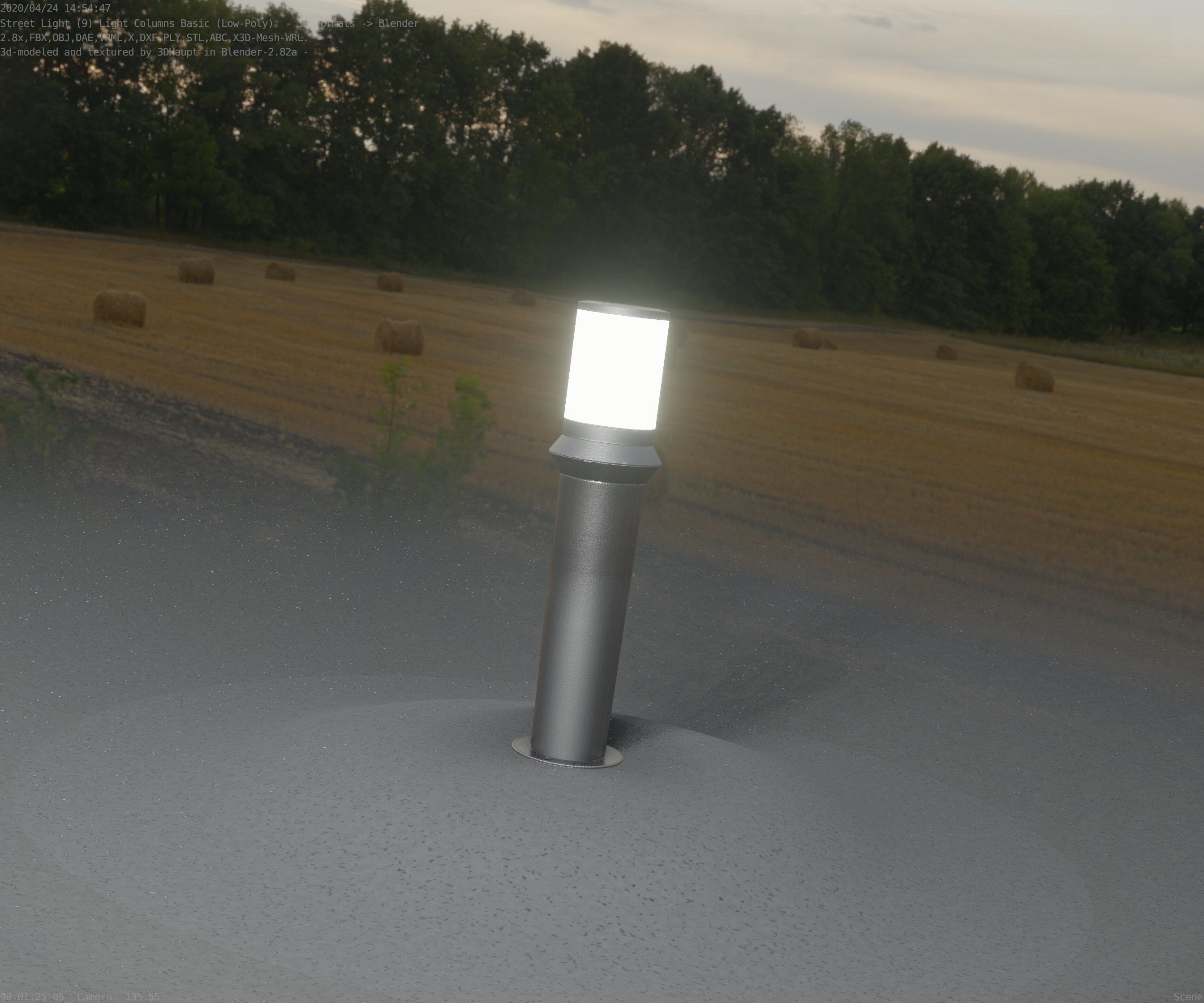 Low-Poly Basic Light Column 21 - Street Light Set-9 Low-poly 3D model_46