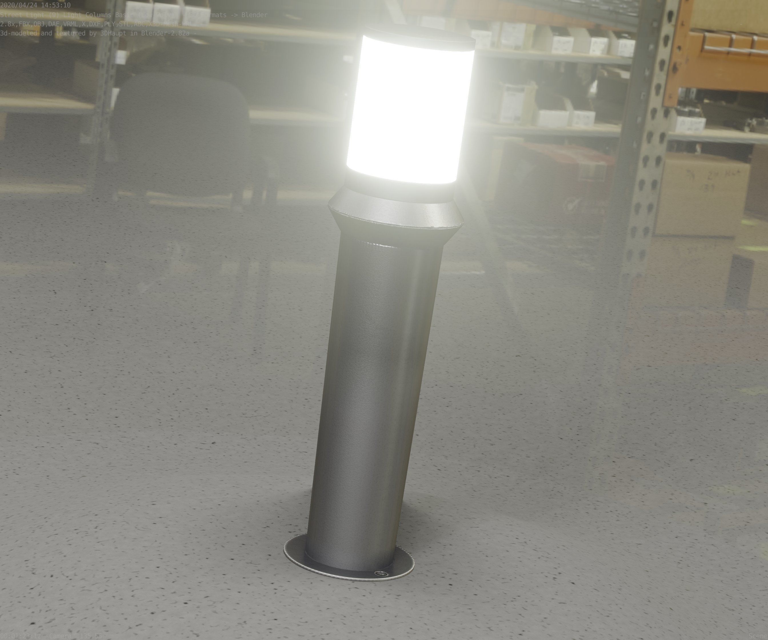 Low-Poly Basic Light Column 21 - Street Light Set-9 Low-poly 3D model_6