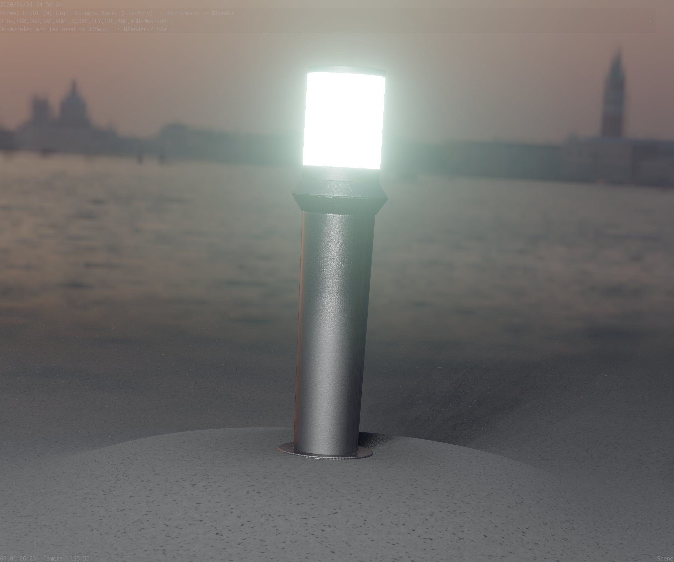 Low-Poly Basic Light Column 21 - Street Light Set-9 Low-poly 3D model_87