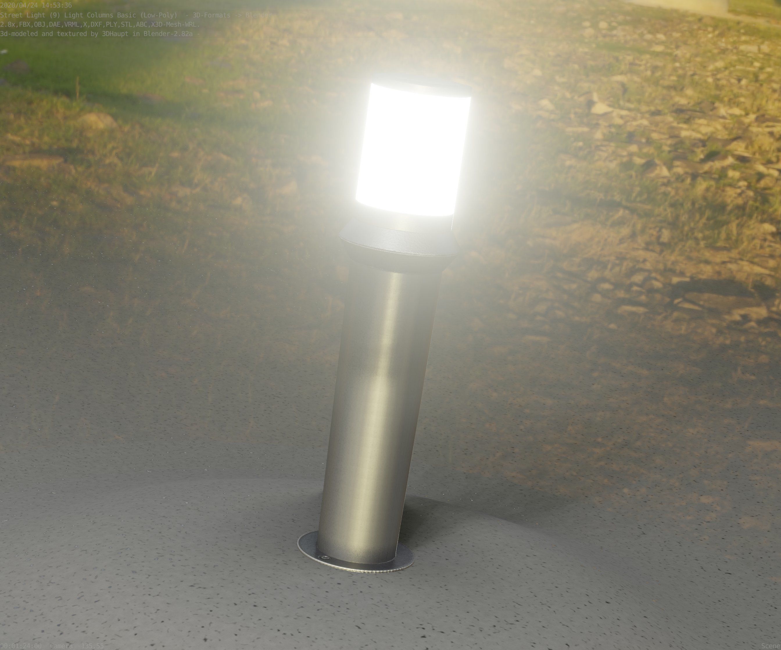 Low-Poly Basic Light Column 21 - Street Light Set-9 Low-poly 3D model_18
