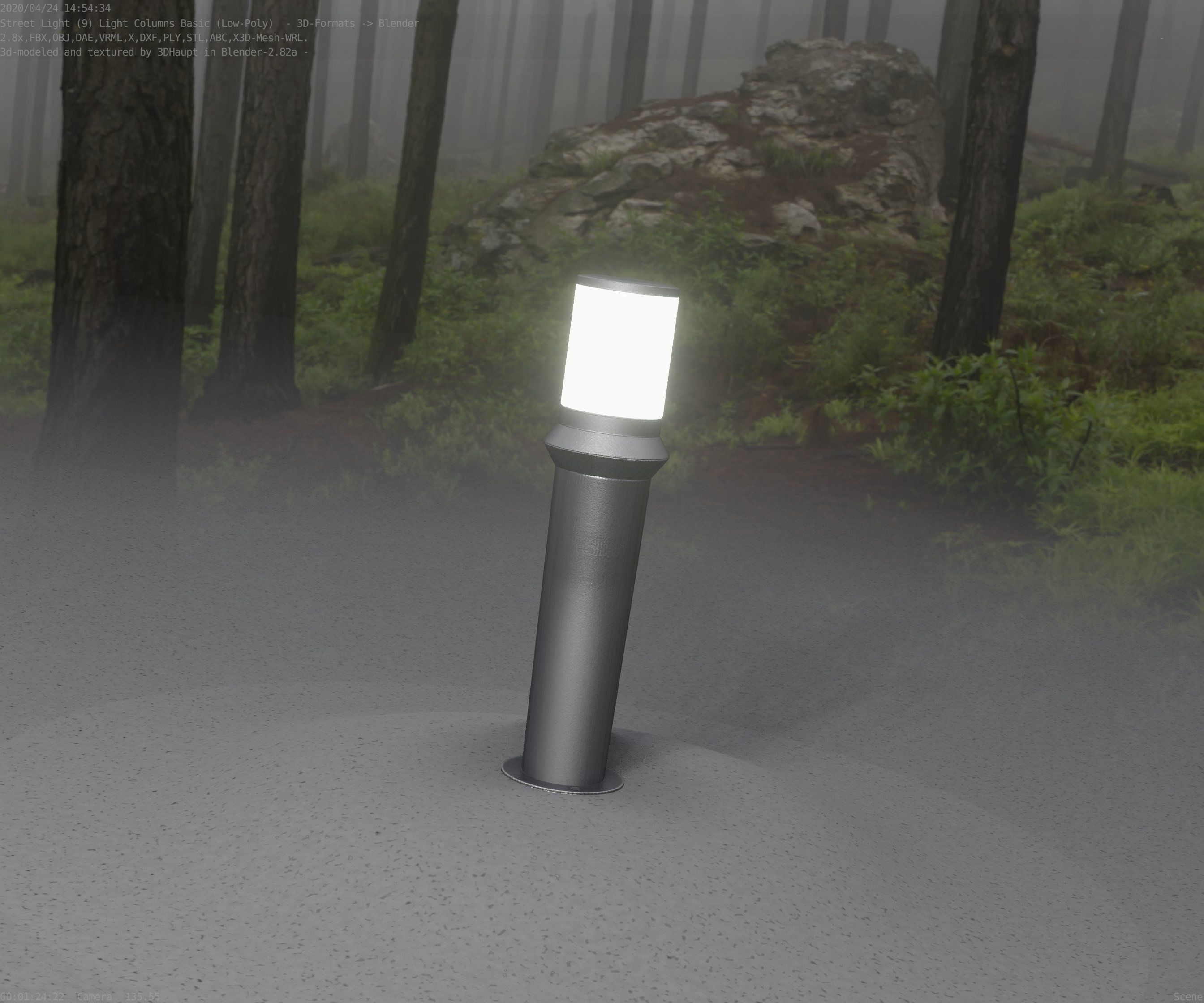 Low-Poly Basic Light Column 21 - Street Light Set-9 Low-poly 3D model_40