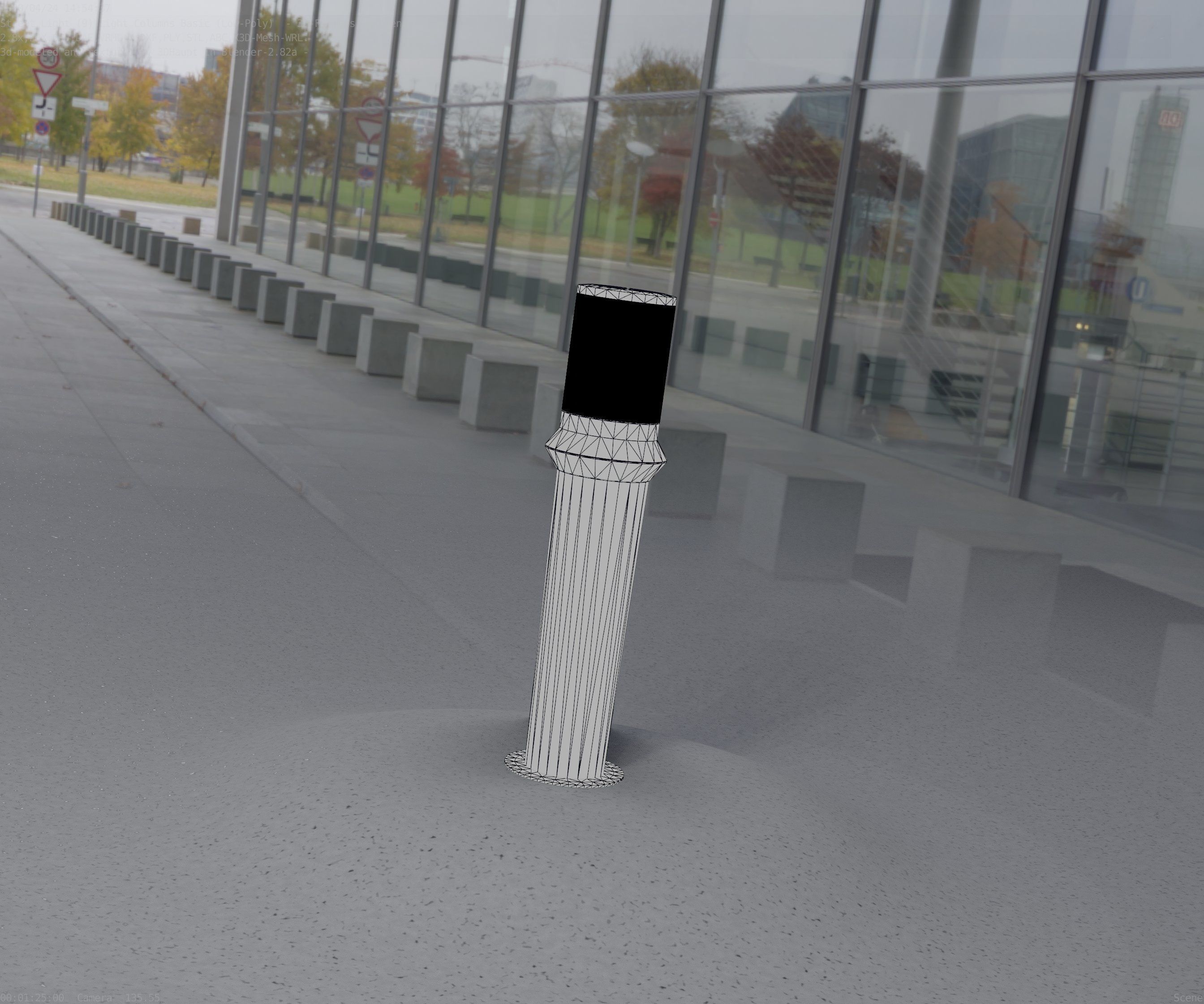 Low-Poly Basic Light Column 21 - Street Light Set-9 Low-poly 3D model_4