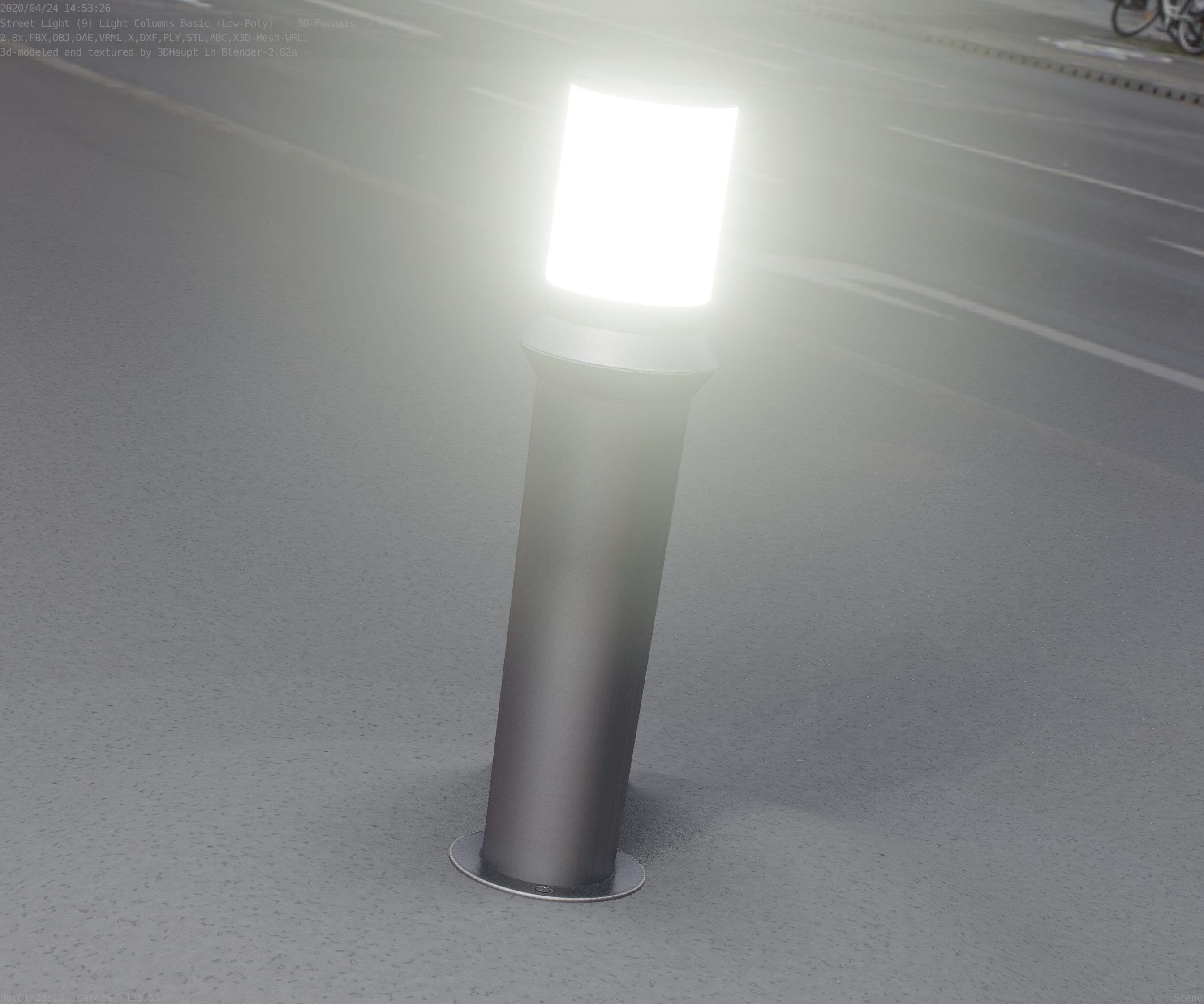 Low-Poly Basic Light Column 21 - Street Light Set-9 Low-poly 3D model_12