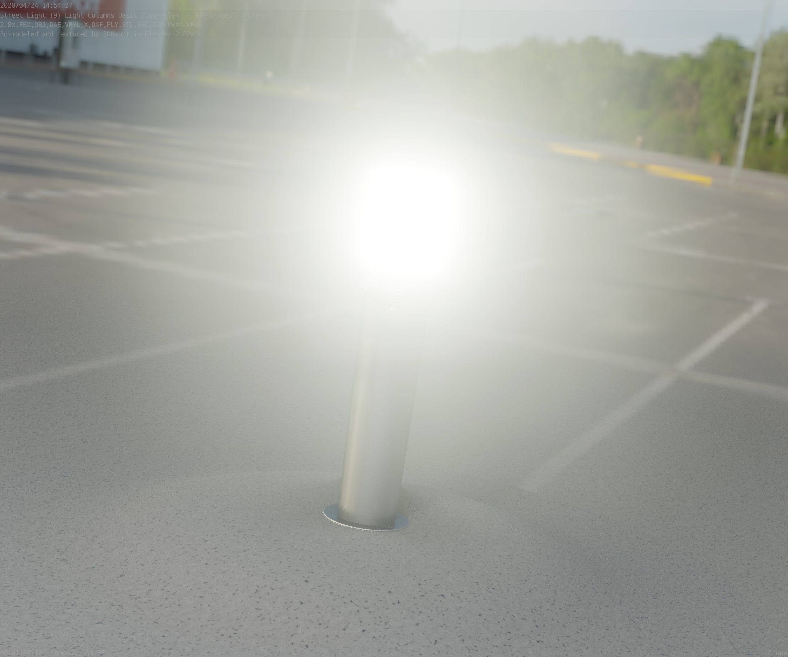 Low-Poly Basic Light Column 21 - Street Light Set-9 Low-poly 3D model_36