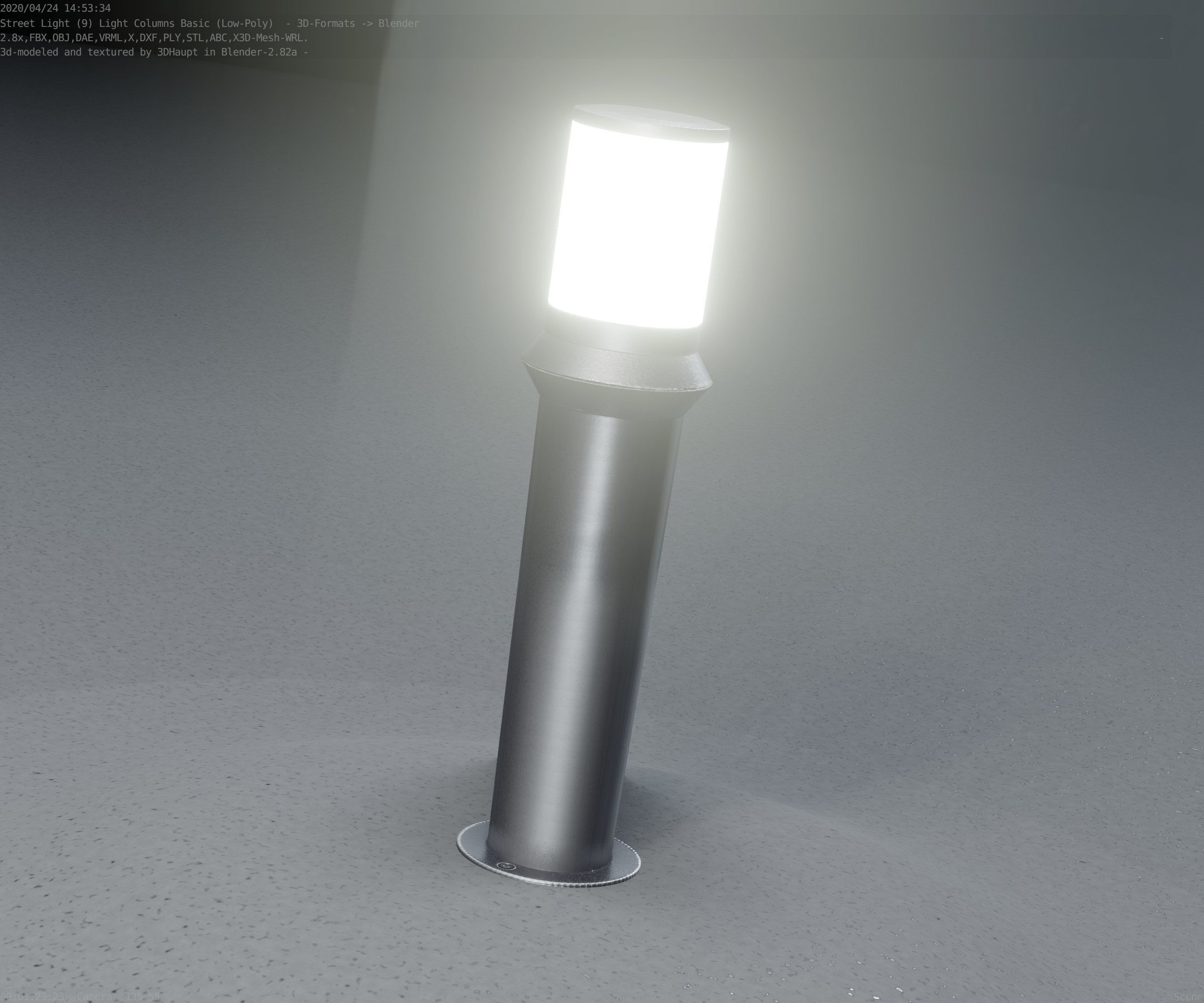 Low-Poly Basic Light Column 21 - Street Light Set-9 Low-poly 3D model_17