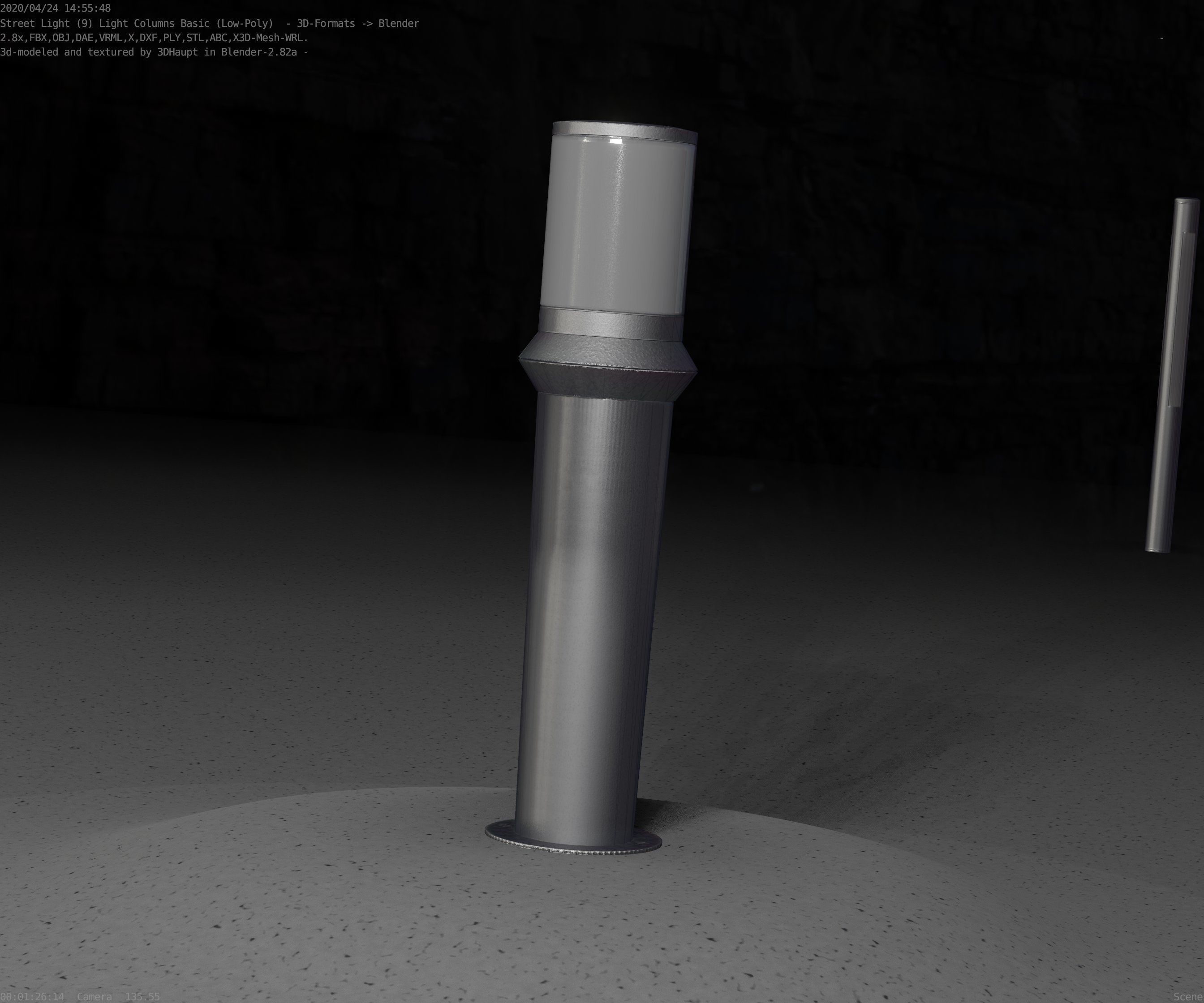 Low-Poly Basic Light Column 21 - Street Light Set-9 Low-poly 3D model_79