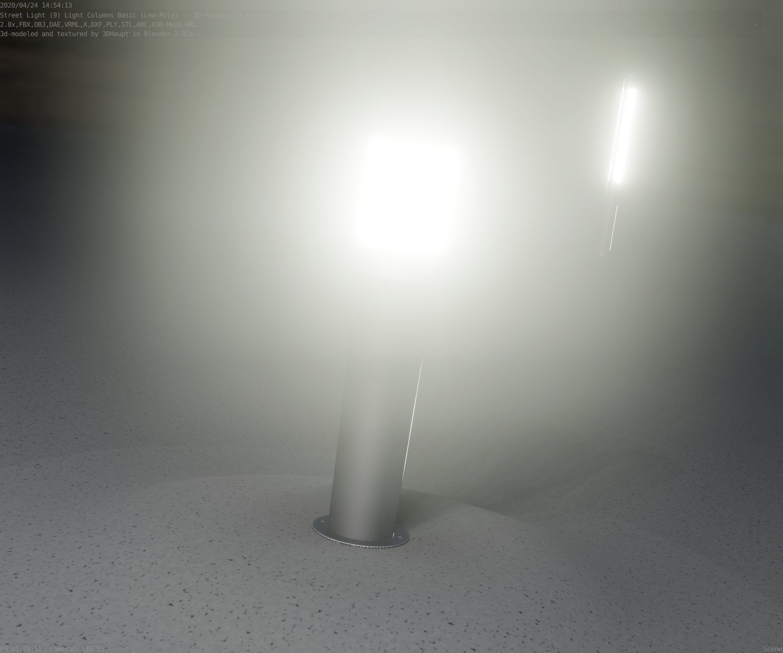 Low-Poly Basic Light Column 21 - Street Light Set-9 Low-poly 3D model_29