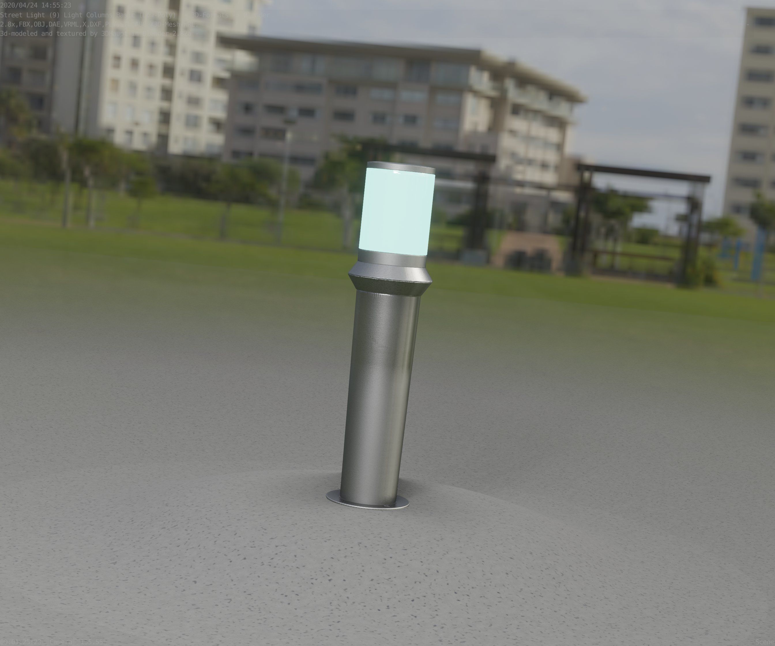Low-Poly Basic Light Column 21 - Street Light Set-9 Low-poly 3D model_64