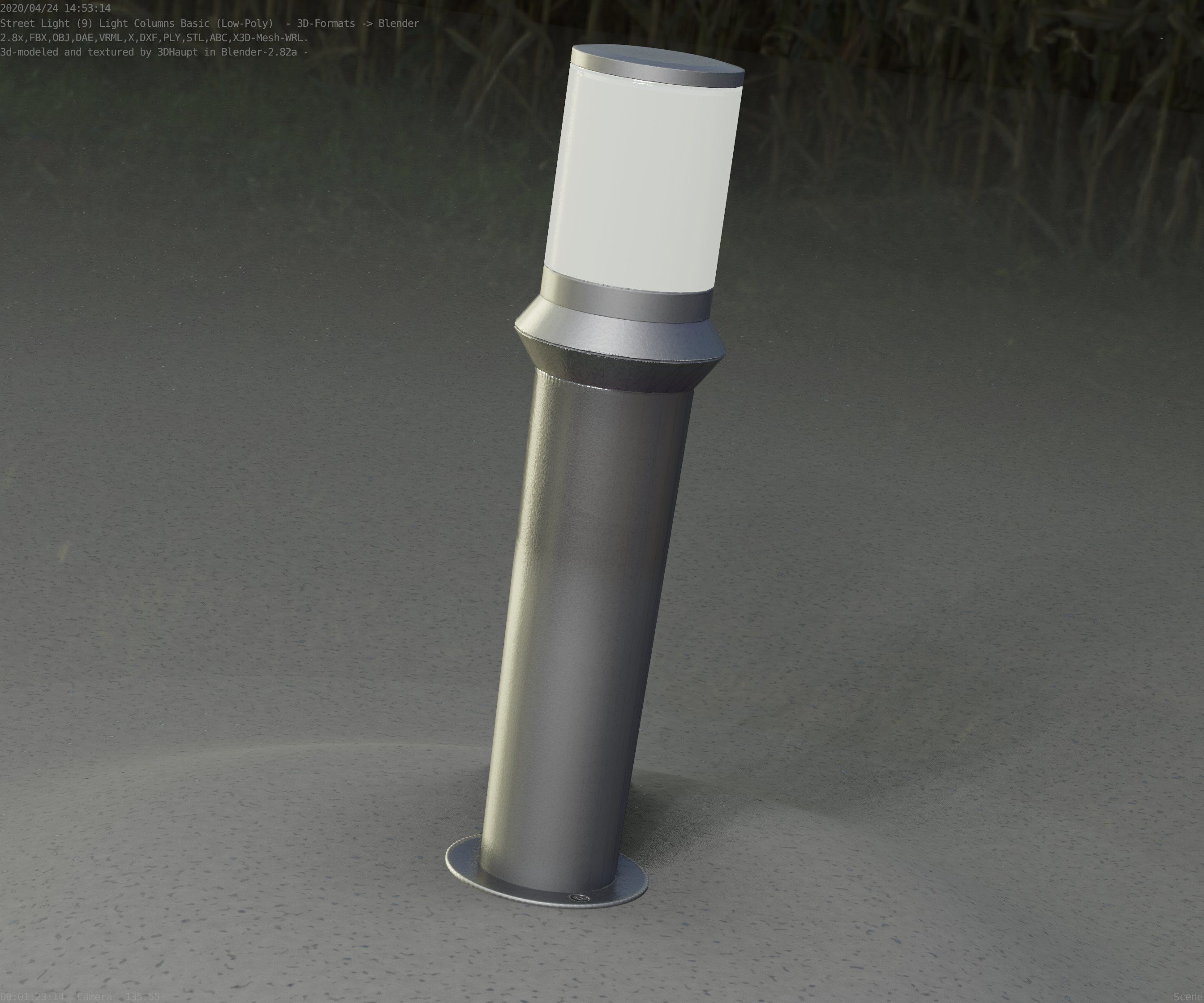 Low-Poly Basic Light Column 21 - Street Light Set-9 Low-poly 3D model_8
