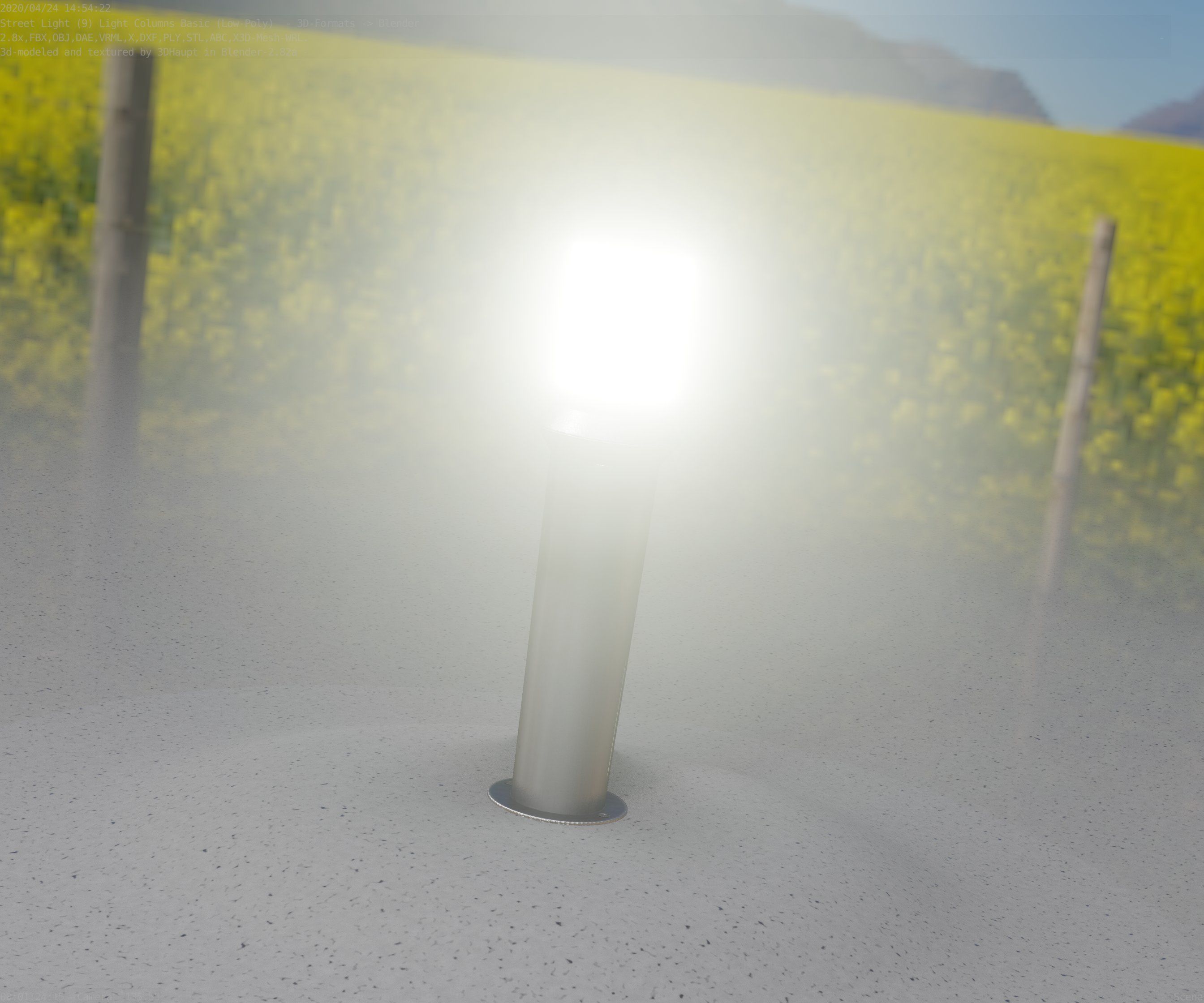 Low-Poly Basic Light Column 21 - Street Light Set-9 Low-poly 3D model_33