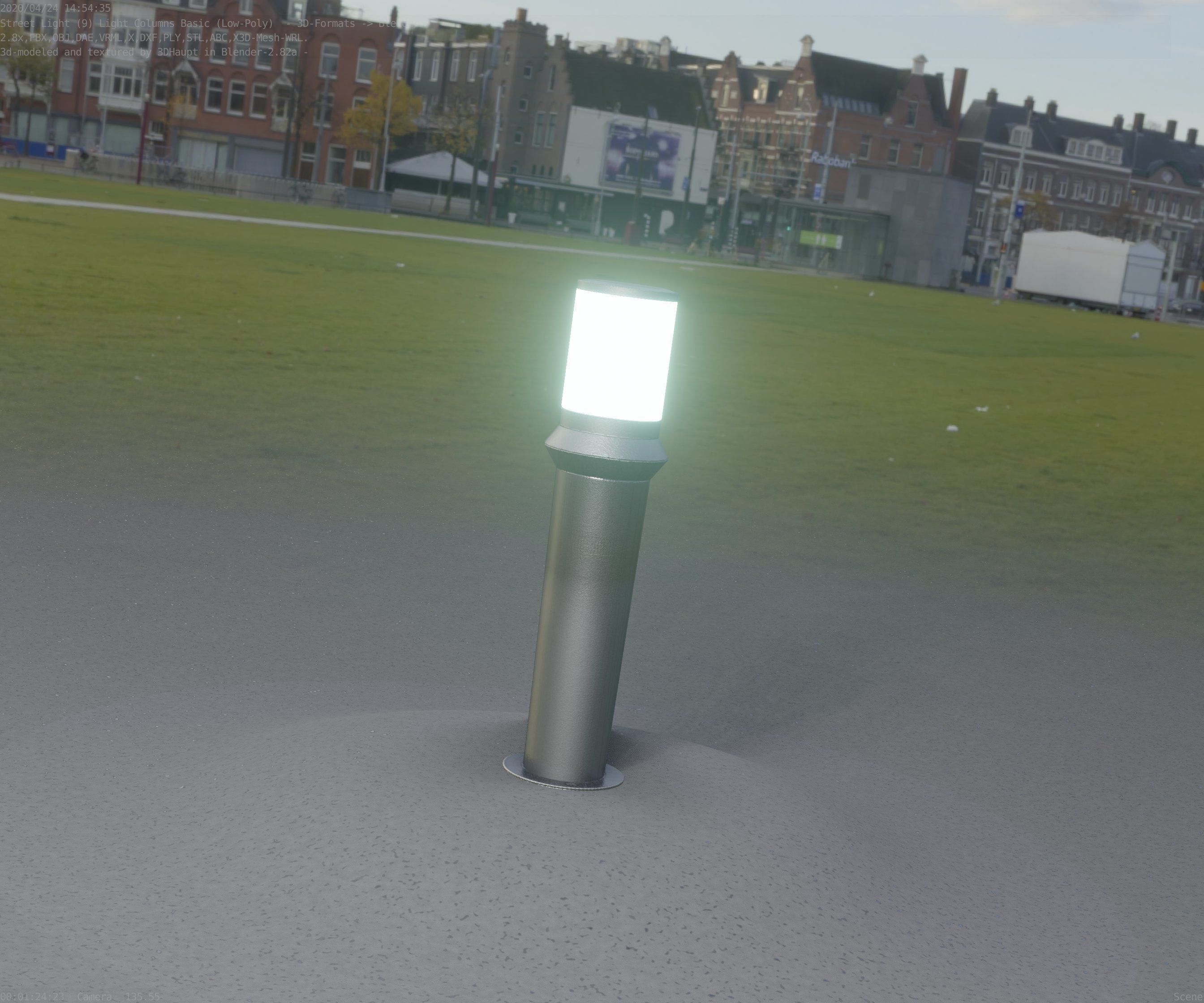 Low-Poly Basic Light Column 21 - Street Light Set-9 Low-poly 3D model_41