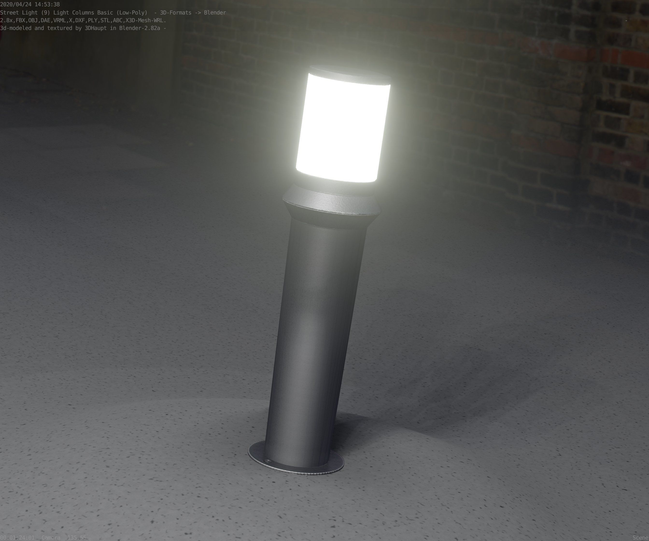 Low-Poly Basic Light Column 21 - Street Light Set-9 Low-poly 3D model_19