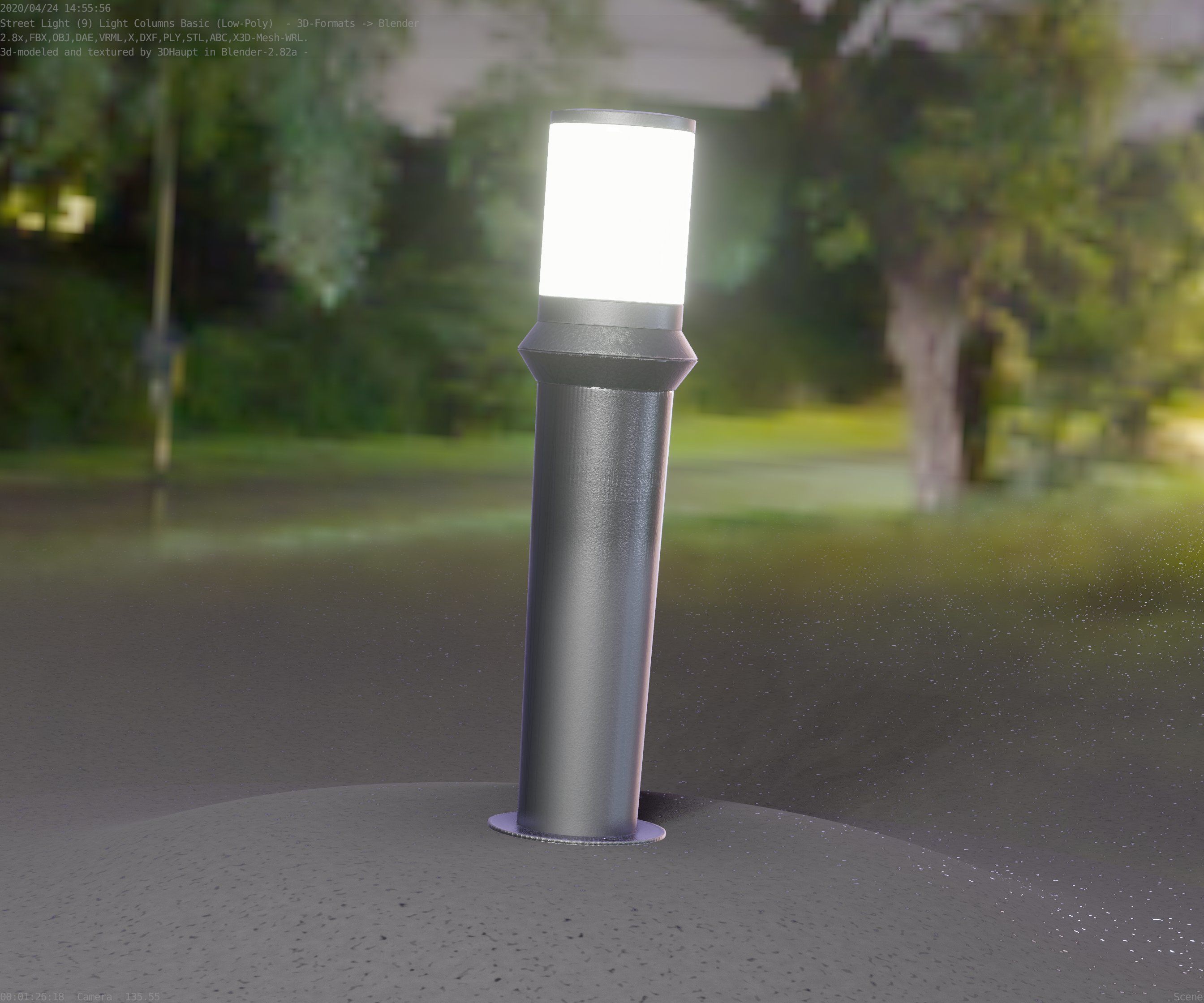 Low-Poly Basic Light Column 21 - Street Light Set-9 Low-poly 3D model_83