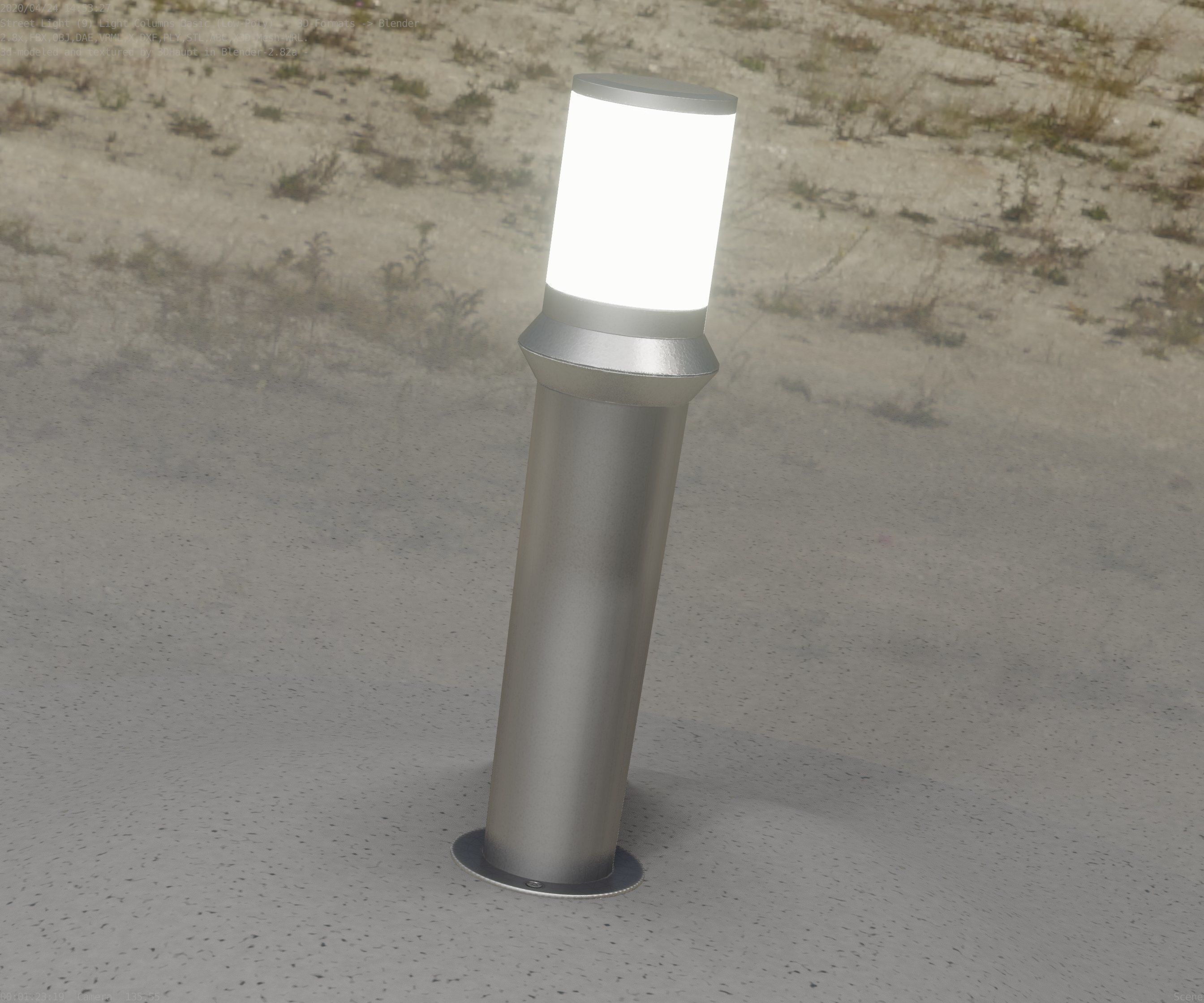 Low-Poly Basic Light Column 21 - Street Light Set-9 Low-poly 3D model_13