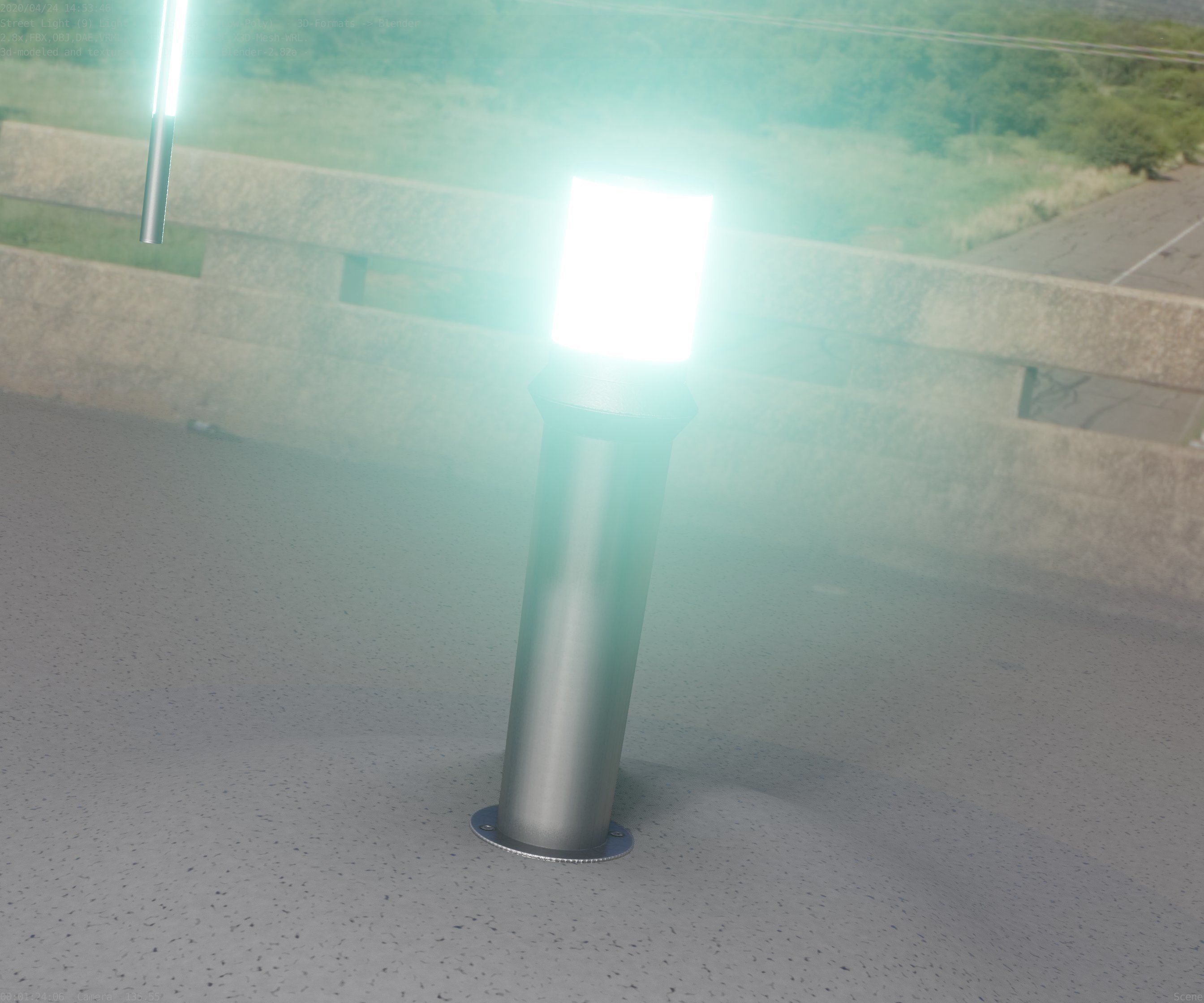 Low-Poly Basic Light Column 21 - Street Light Set-9 Low-poly 3D model_24