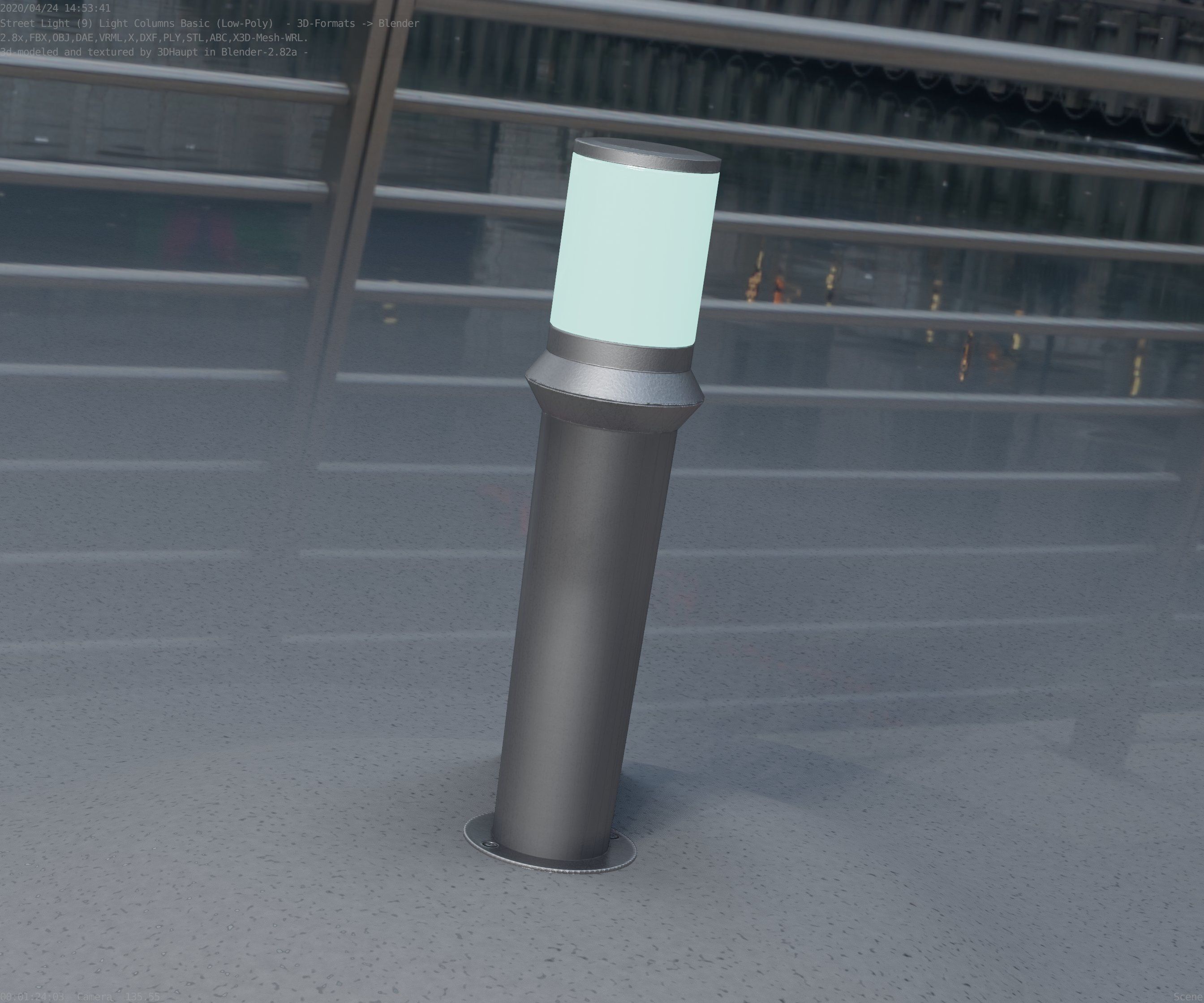 Low-Poly Basic Light Column 21 - Street Light Set-9 Low-poly 3D model_21