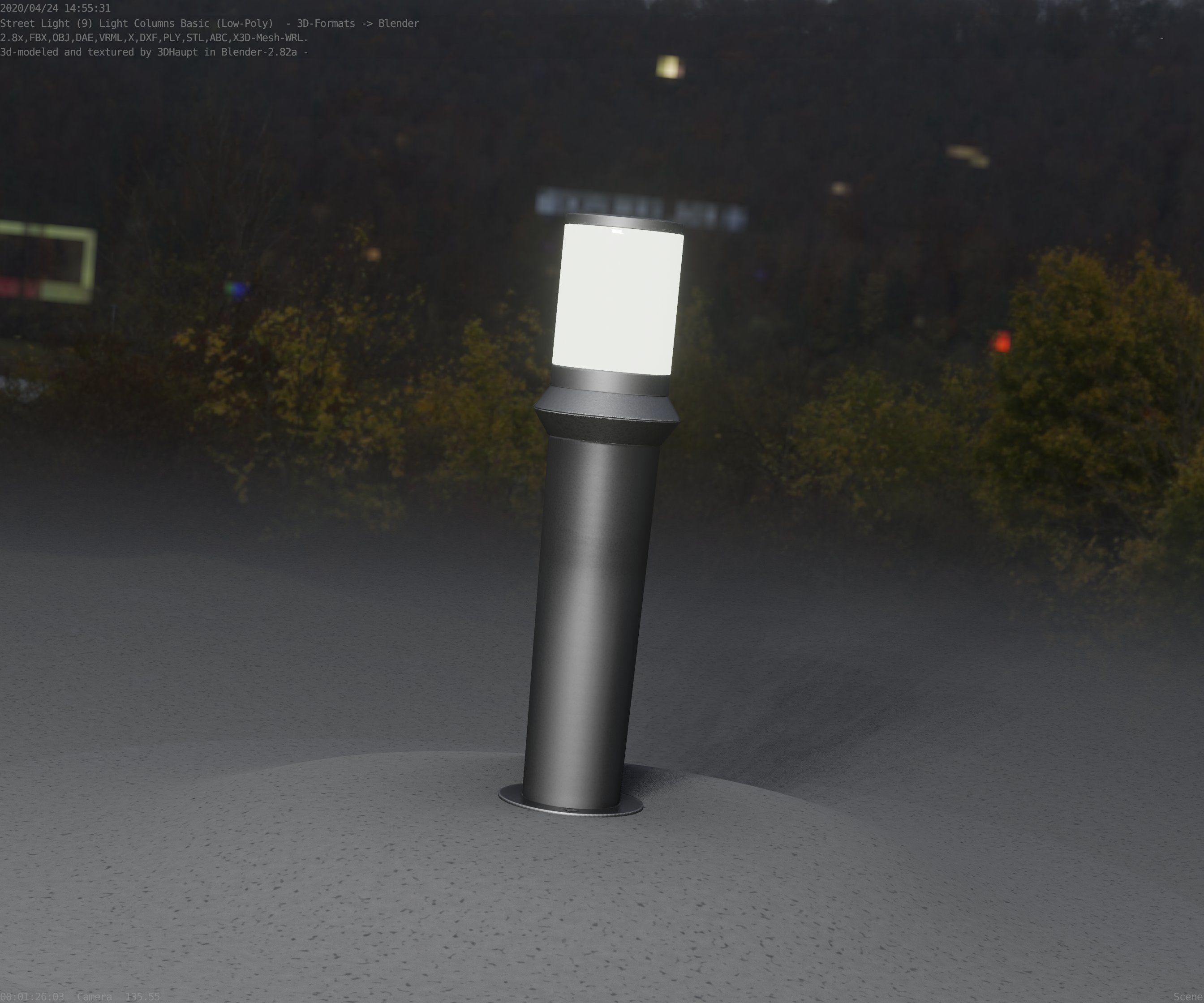 Low-Poly Basic Light Column 21 - Street Light Set-9 Low-poly 3D model_68