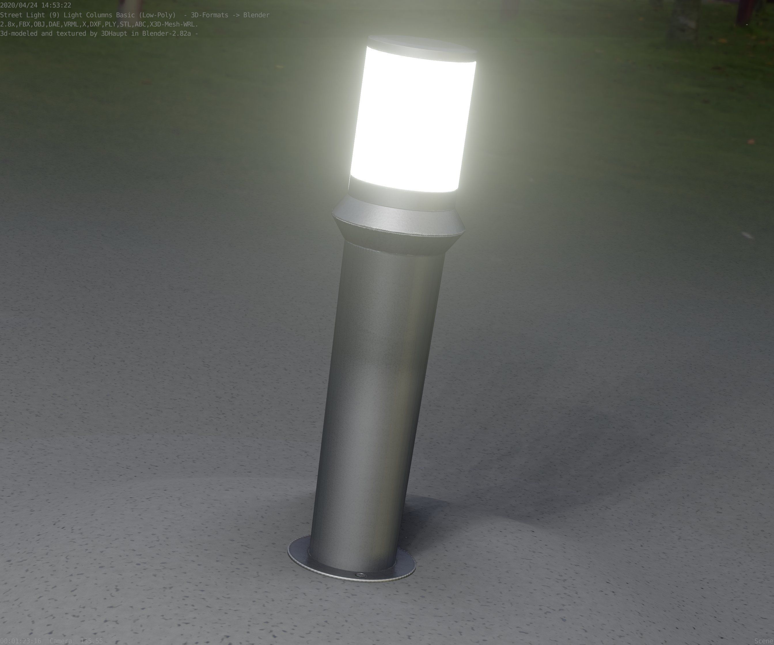 Low-Poly Basic Light Column 21 - Street Light Set-9 Low-poly 3D model_10