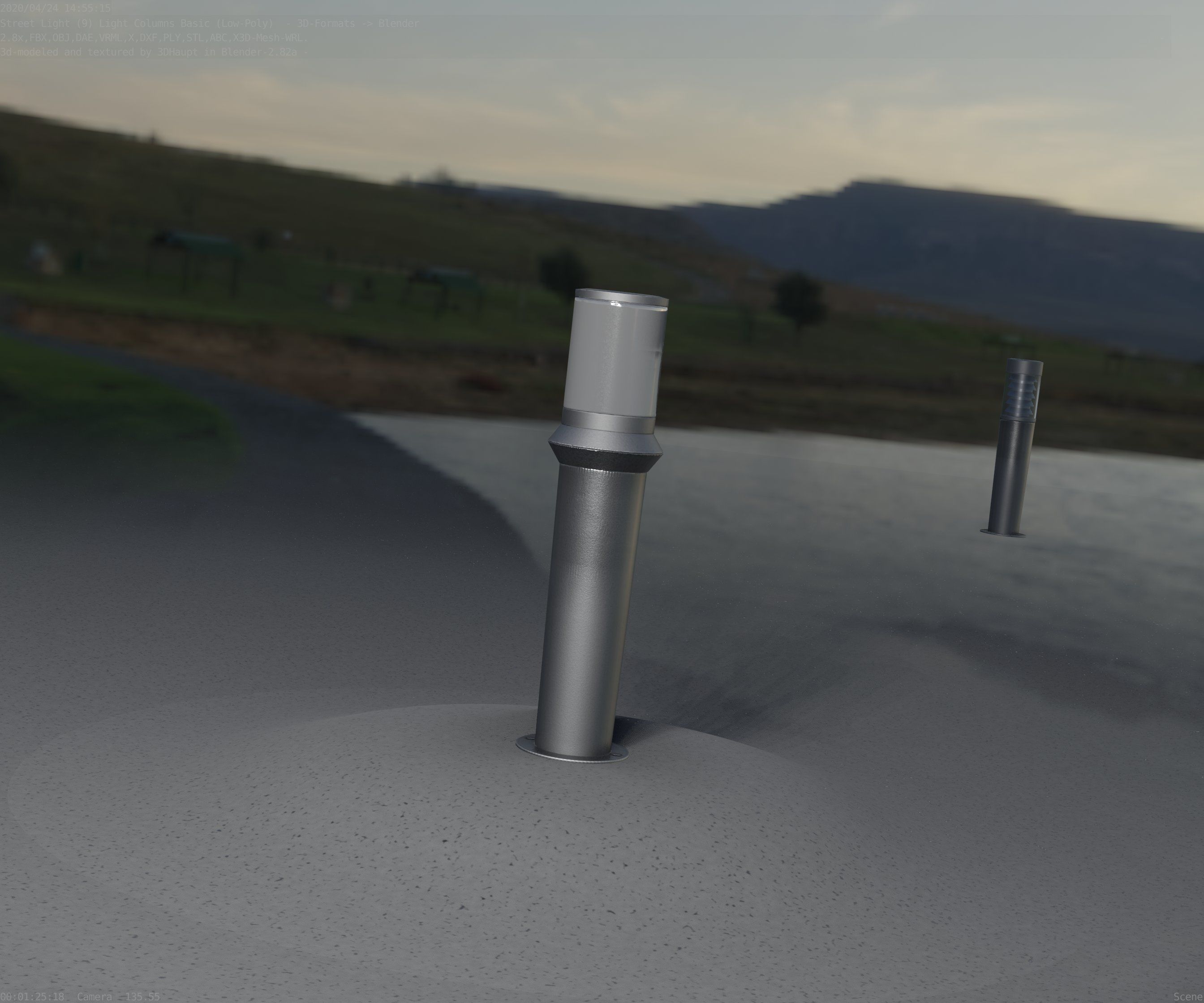 Low-Poly Basic Light Column 21 - Street Light Set-9 Low-poly 3D model_59