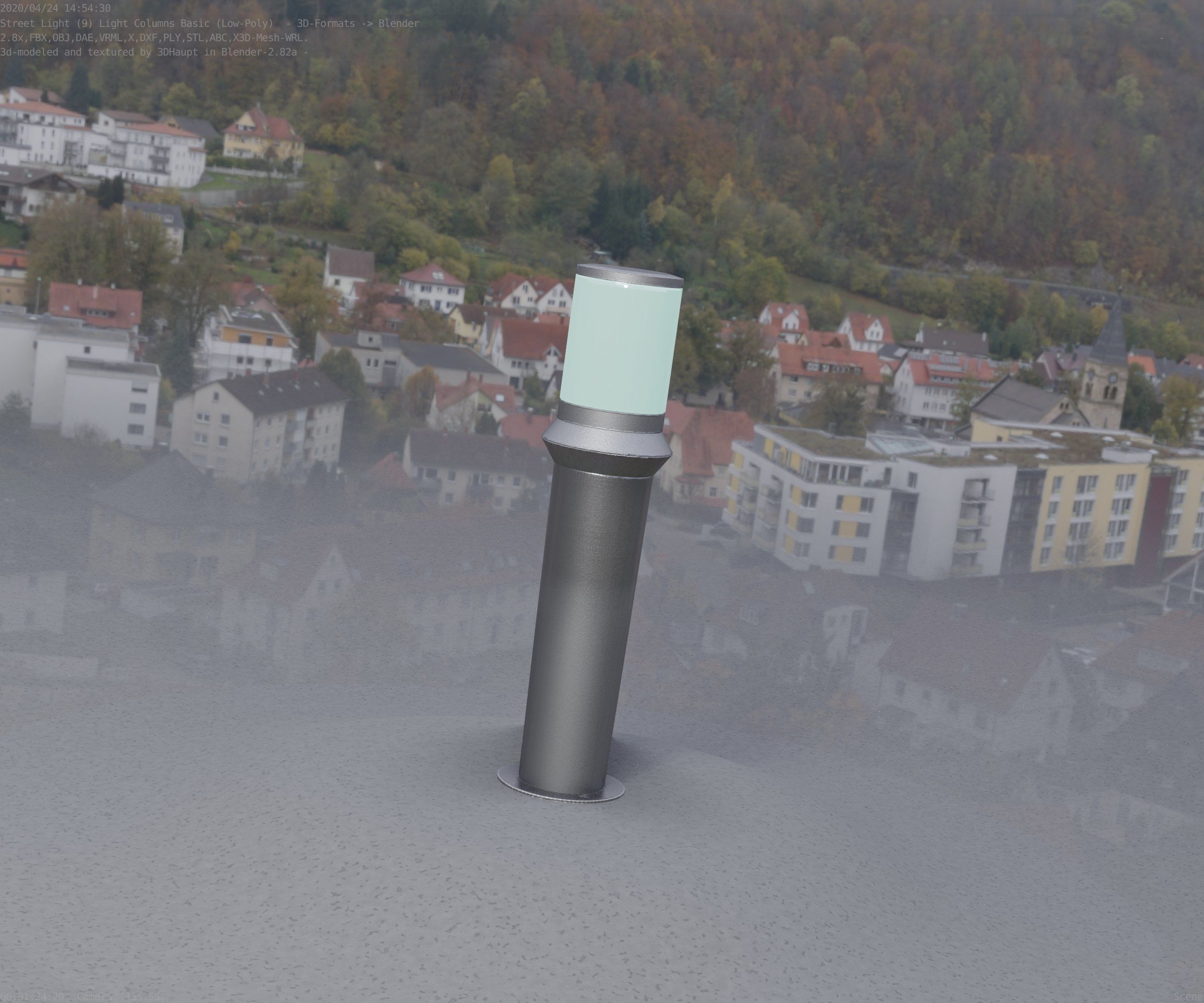 Low-Poly Basic Light Column 21 - Street Light Set-9 Low-poly 3D model_38