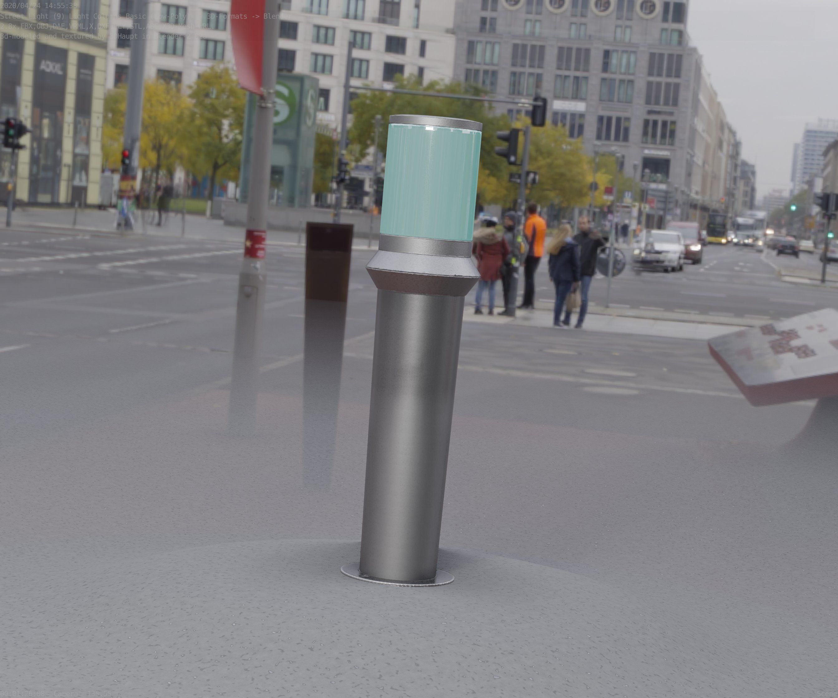 Low-Poly Basic Light Column 21 - Street Light Set-9 Low-poly 3D model_73