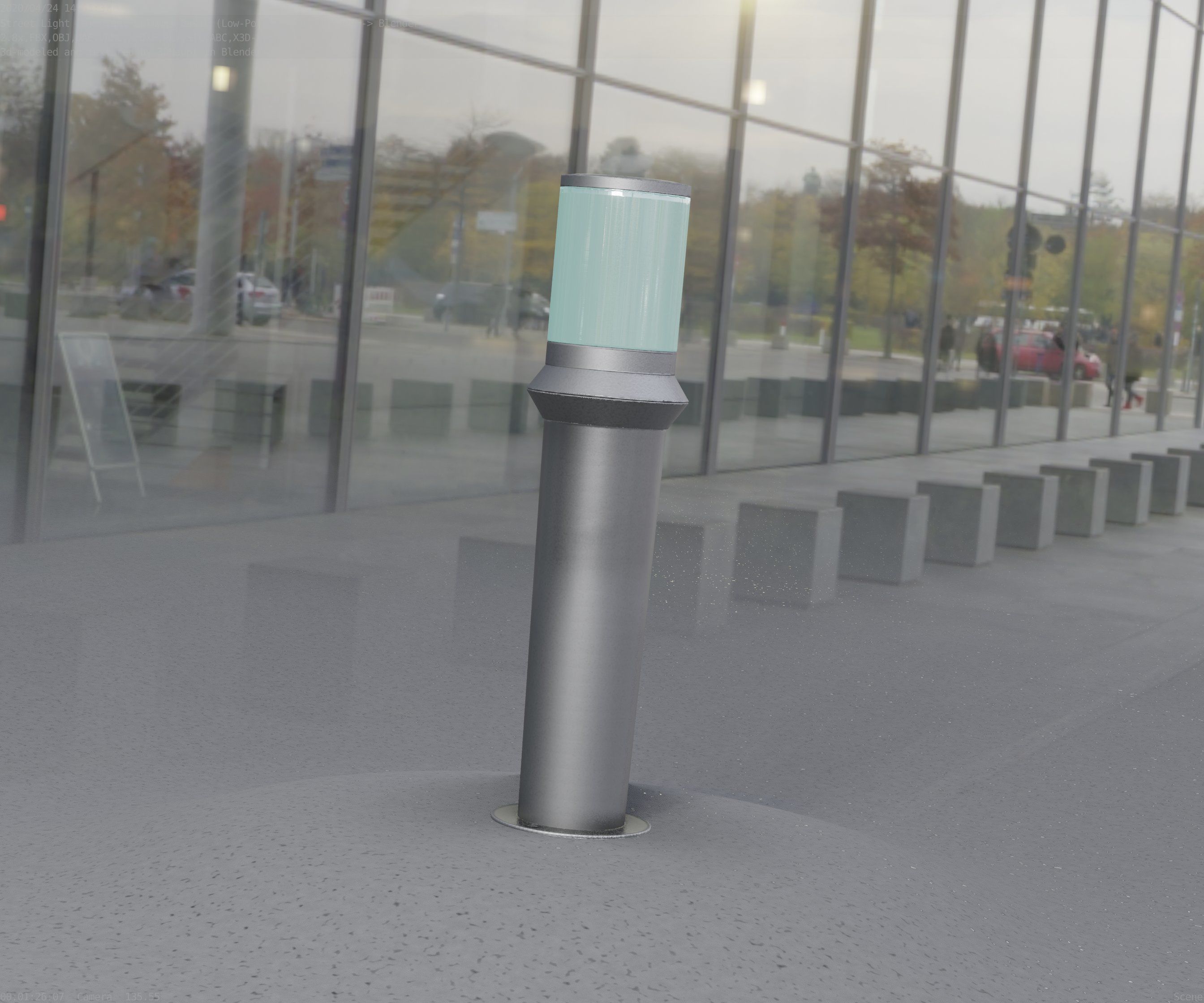 Low-Poly Basic Light Column 21 - Street Light Set-9 Low-poly 3D model_72