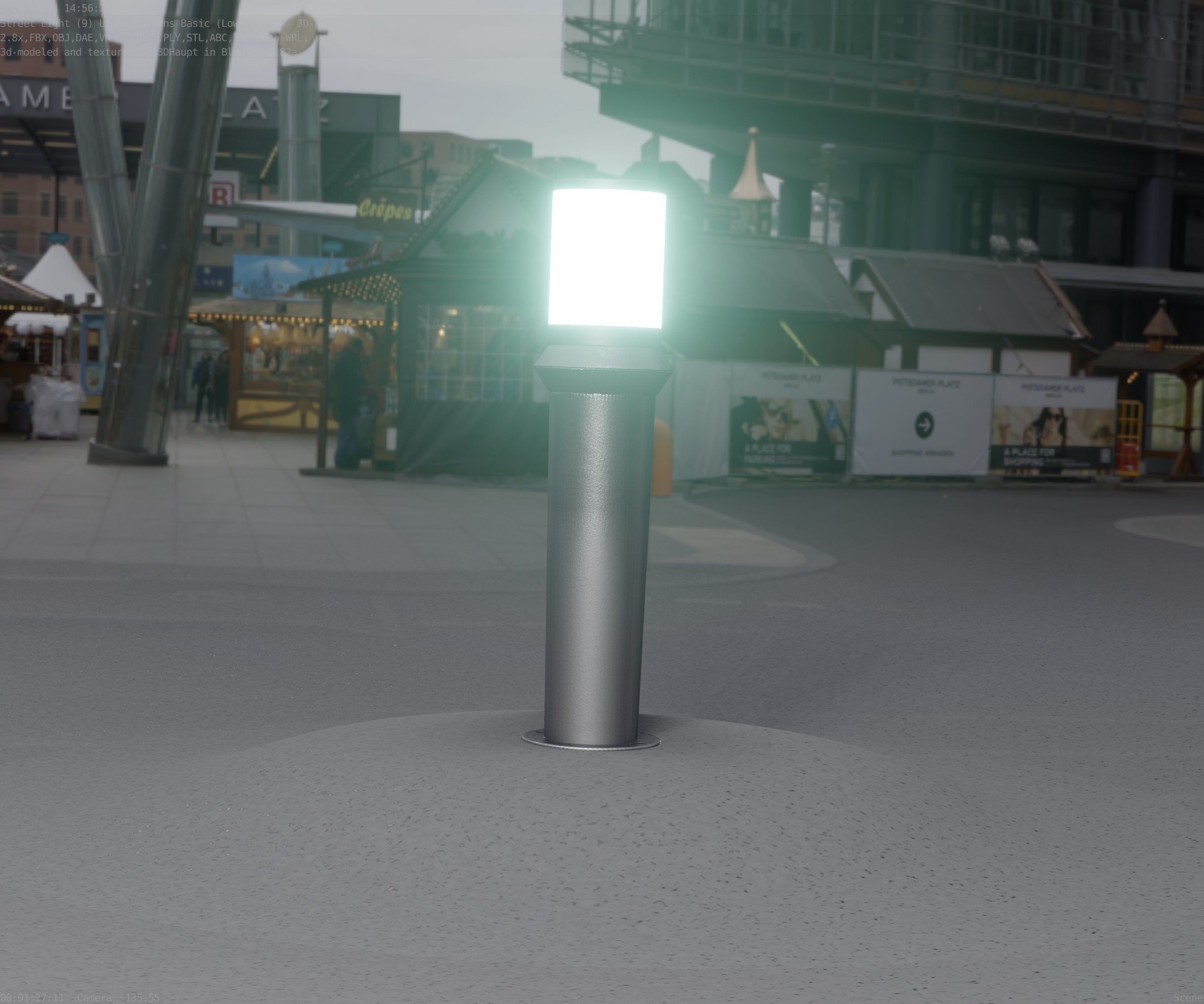 Low-Poly Basic Light Column 21 - Street Light Set-9 Low-poly 3D model_99