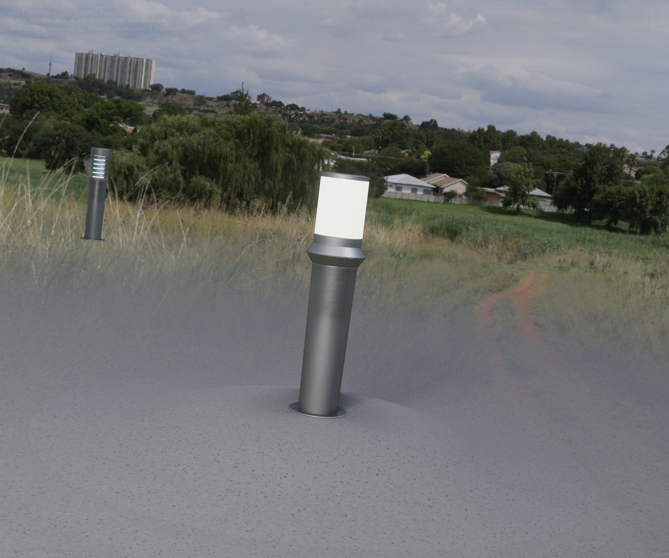 Low-Poly Basic Light Column 21 - Street Light Set-9 Low-poly 3D model_53