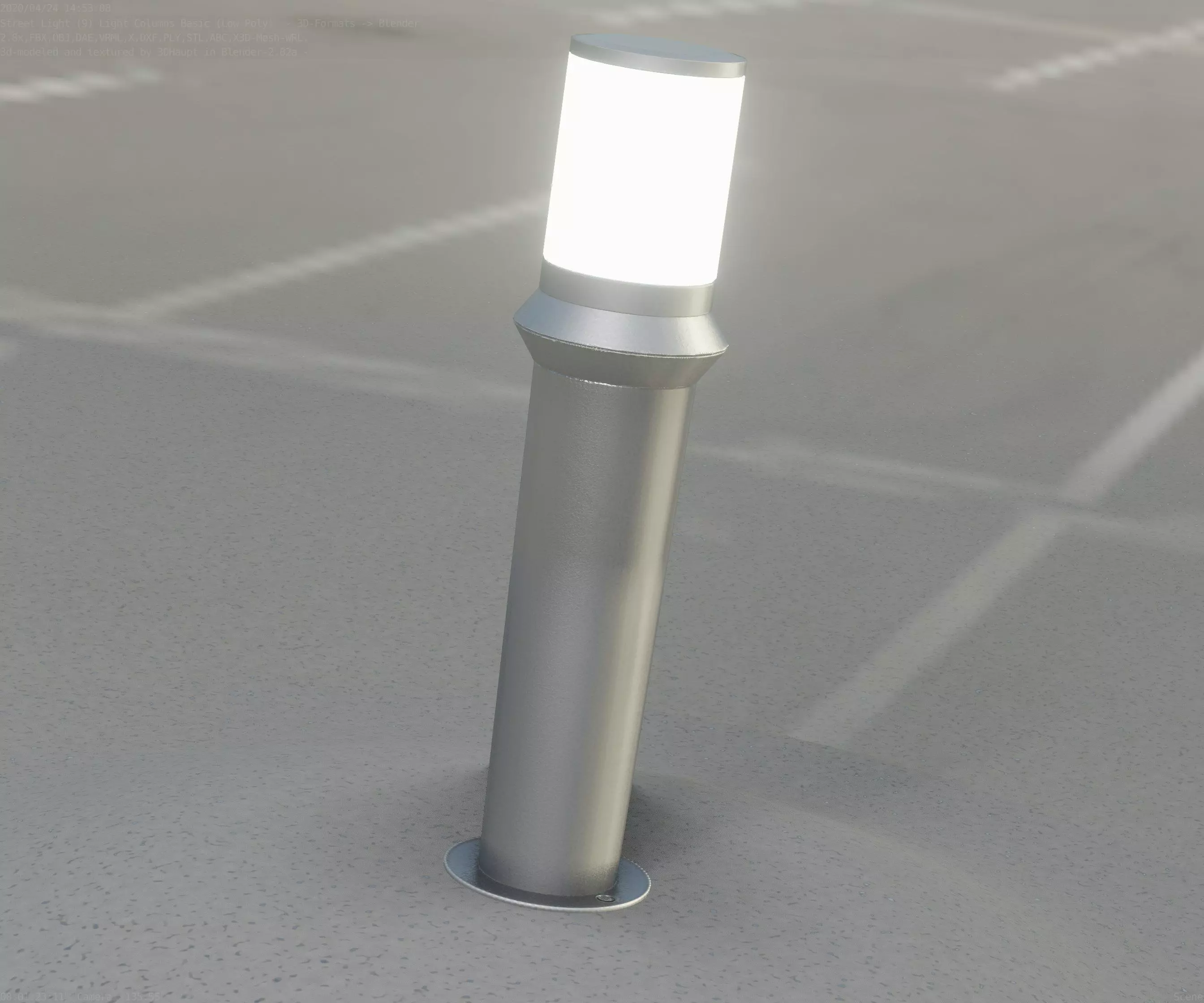Low-Poly Basic Light Column 21 - Street Light Set-9 Low-poly 3D model_0
