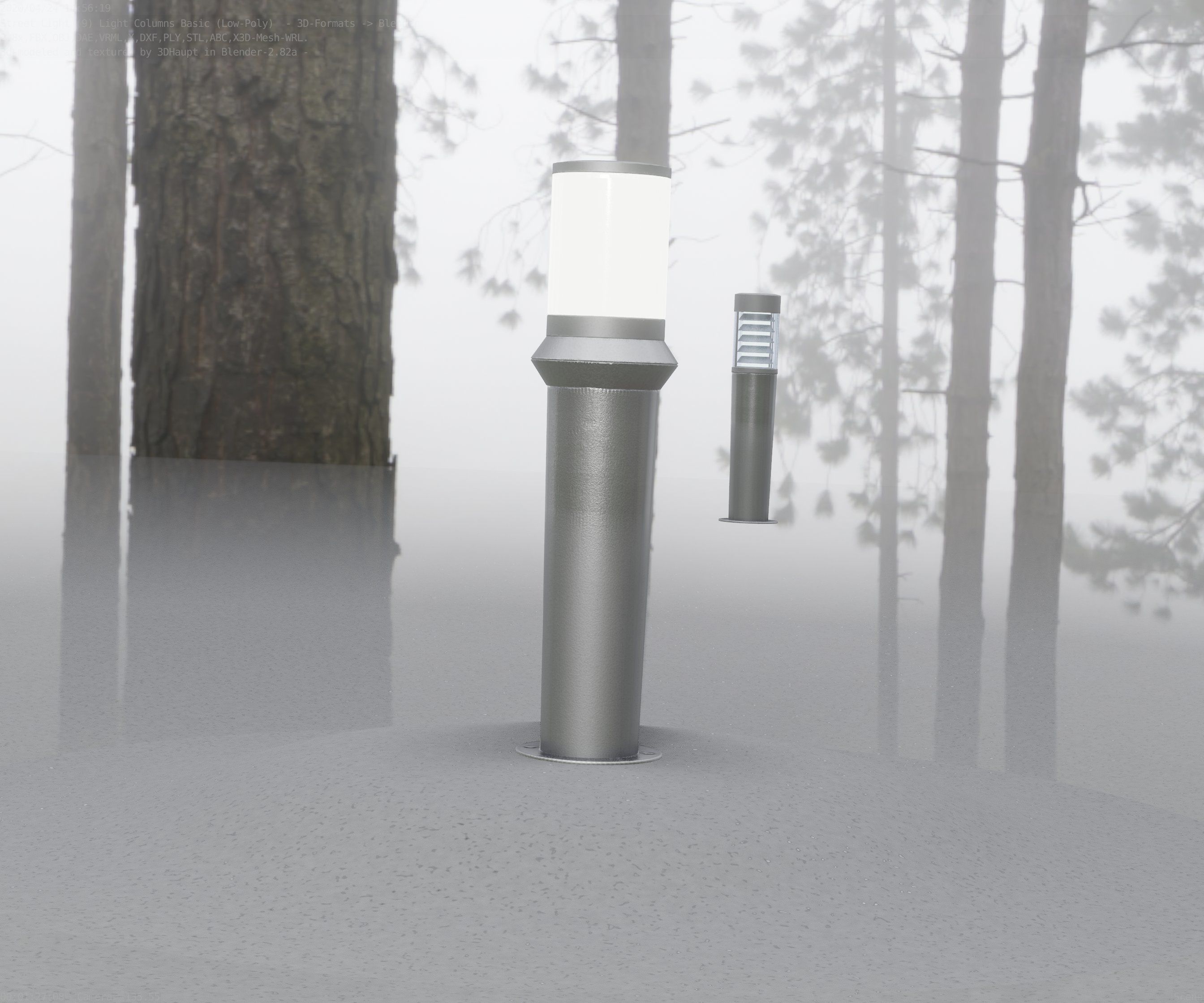 Low-Poly Basic Light Column 21 - Street Light Set-9 Low-poly 3D model_96