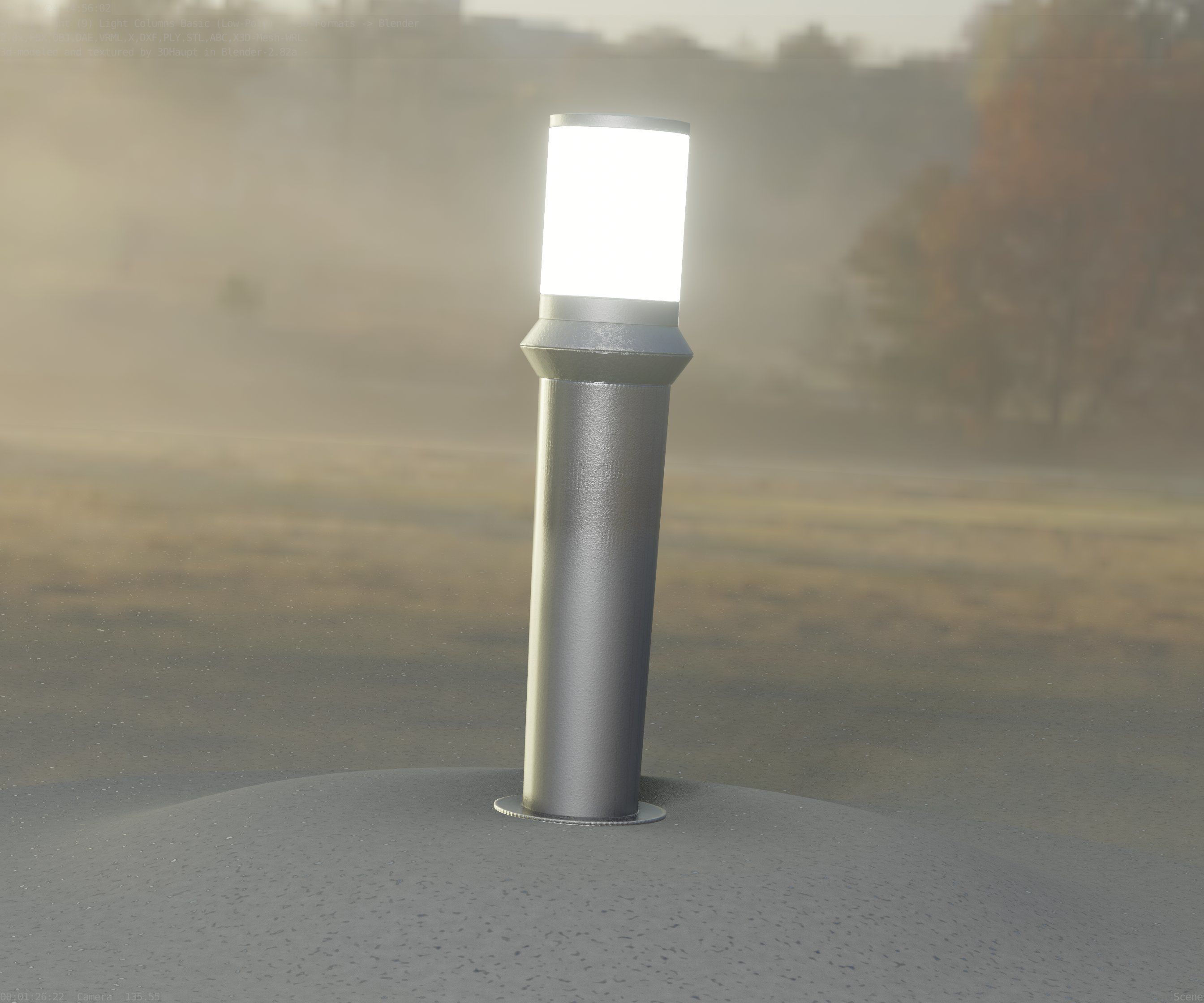 Low-Poly Basic Light Column 21 - Street Light Set-9 Low-poly 3D model_1