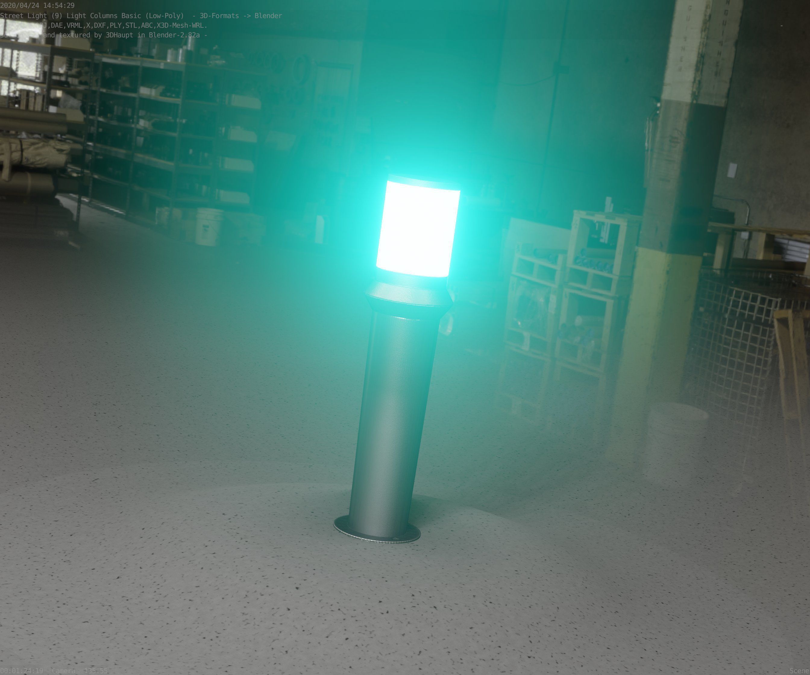 Low-Poly Basic Light Column 21 - Street Light Set-9 Low-poly 3D model_37