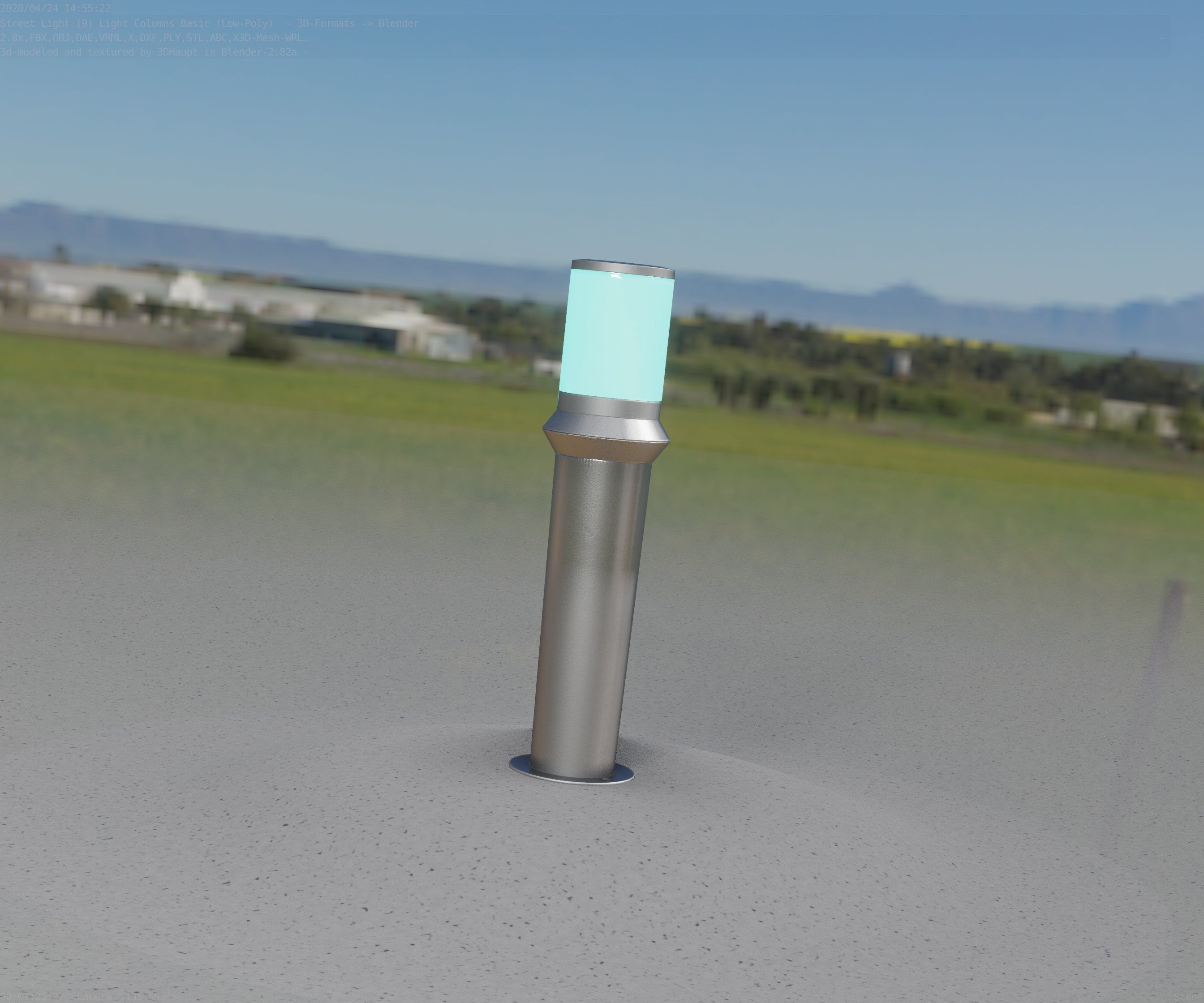 Low-Poly Basic Light Column 21 - Street Light Set-9 Low-poly 3D model_63